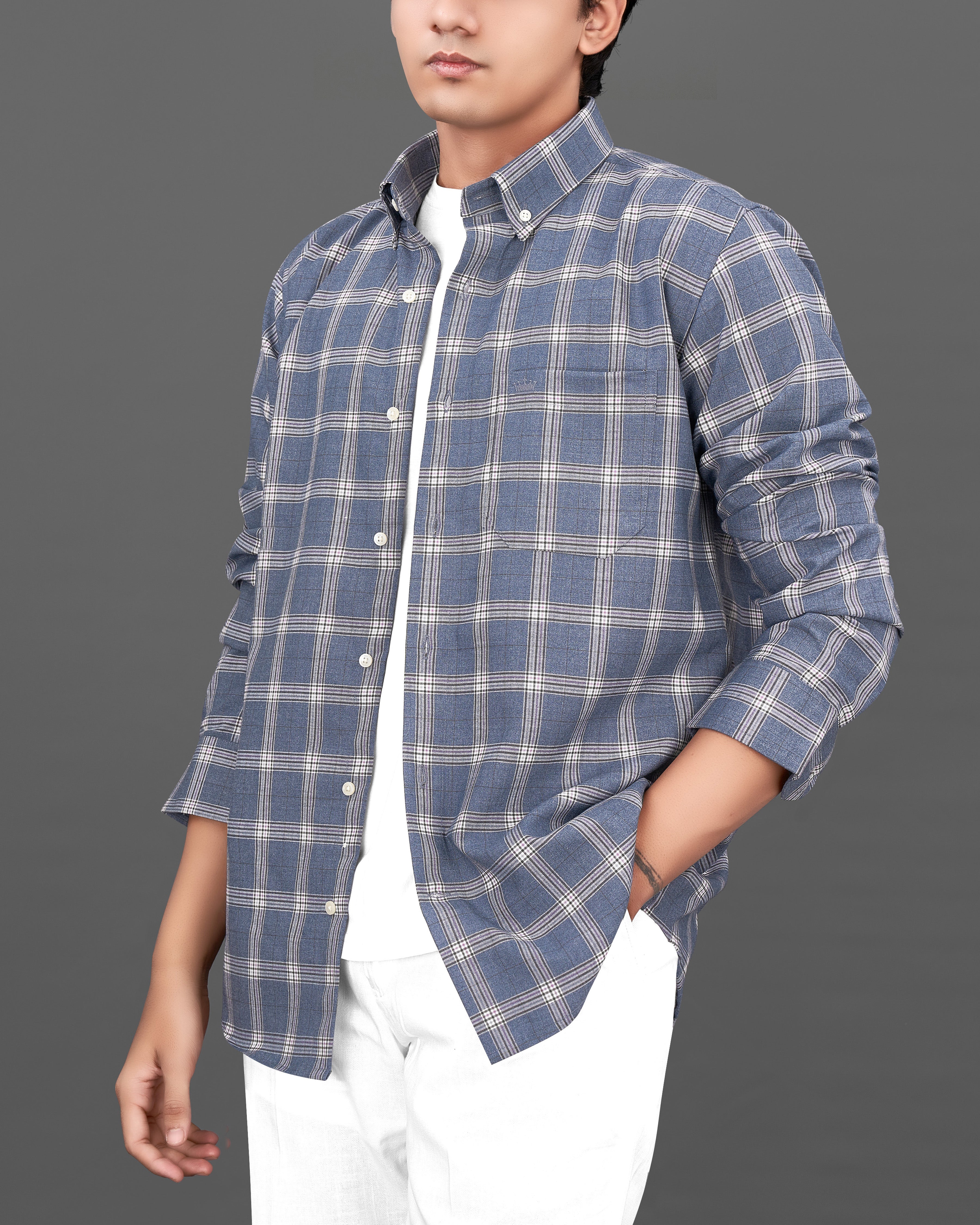 Comet Gray Checkered Royal Oxford Overshirt/Shacket