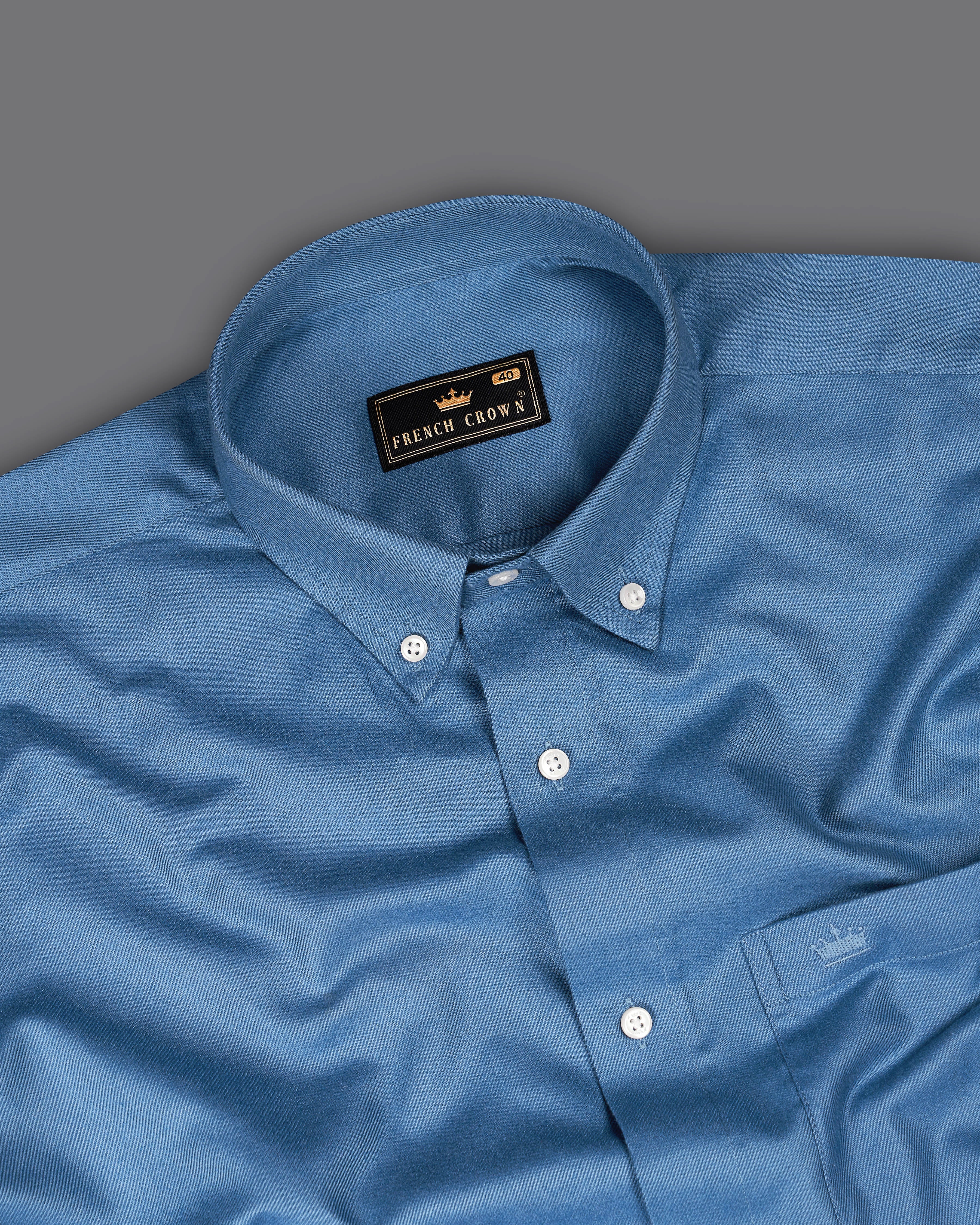 Waikawa Blue Twill Premium Cotton Shirt