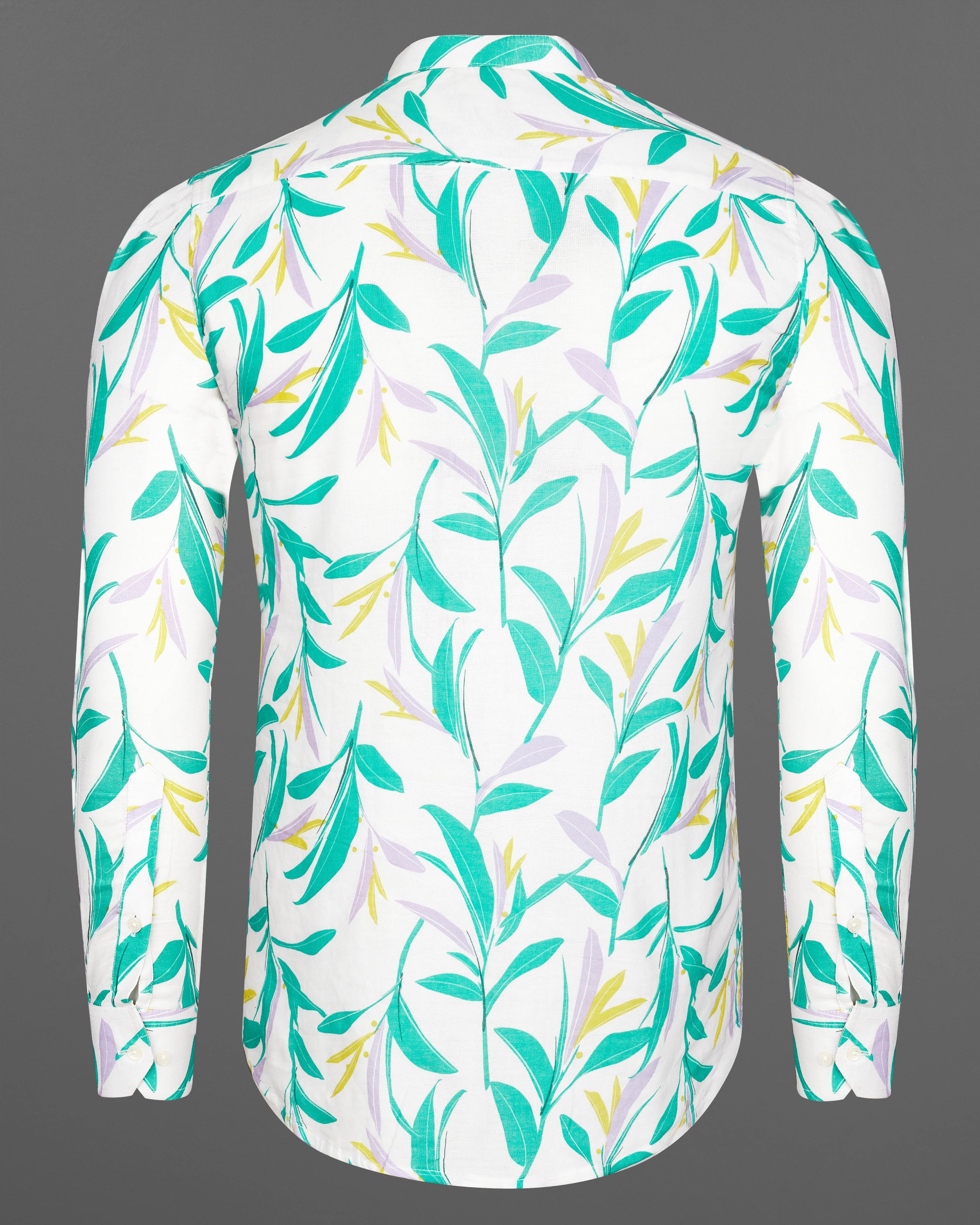 Bright White with Multicolour Leaves Printed Royal Oxford Shirt 9189-M-38,9189-M-H-38,9189-M-39,9189-M-H-39,9189-M-40,9189-M-H-40,9189-M-42,9189-M-H-42,9189-M-44,9189-M-H-44,9189-M-46,9189-M-H-46,9189-M-48,9189-M-H-48,9189-M-50,9189-M-H-50,9189-M-52,9189-M-H-52