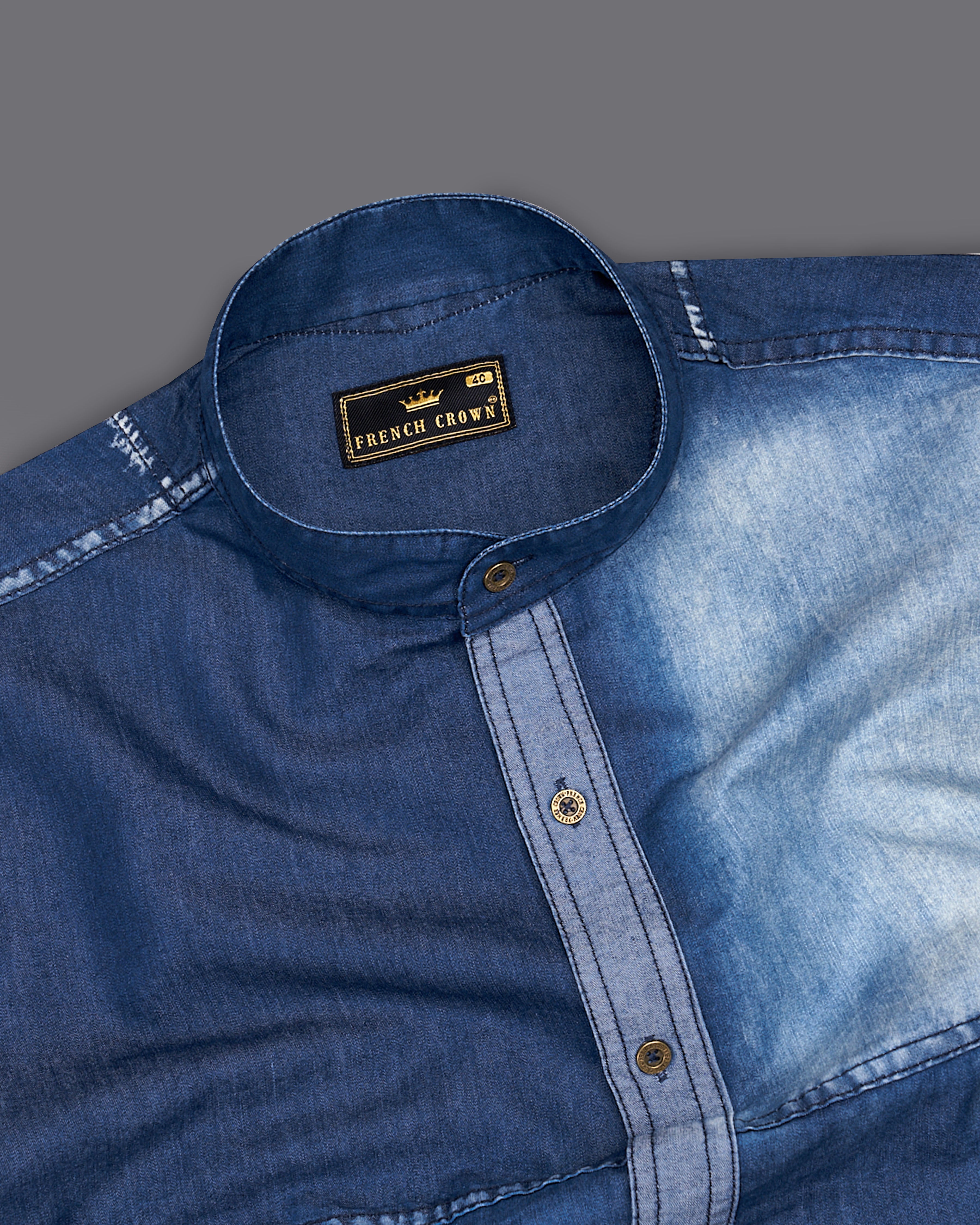 Dark Slate Blue with Hoki Blue Denim Shirt With Leather Patch Work 9204-M-MB-38,9204-M-MB-H-38,9204-M-MB-39,9204-M-MB-H-39,9204-M-MB-40,9204-M-MB-H-40,9204-M-MB-42,9204-M-MB-H-42,9204-M-MB-44,9204-M-MB-H-44,9204-M-MB-46,9204-M-MB-H-46,9204-M-MB-48,9204-M-MB-H-48,9204-M-MB-50,9204-M-MB-H-50,9204-M-MB-52,9204-M-MB-H-52