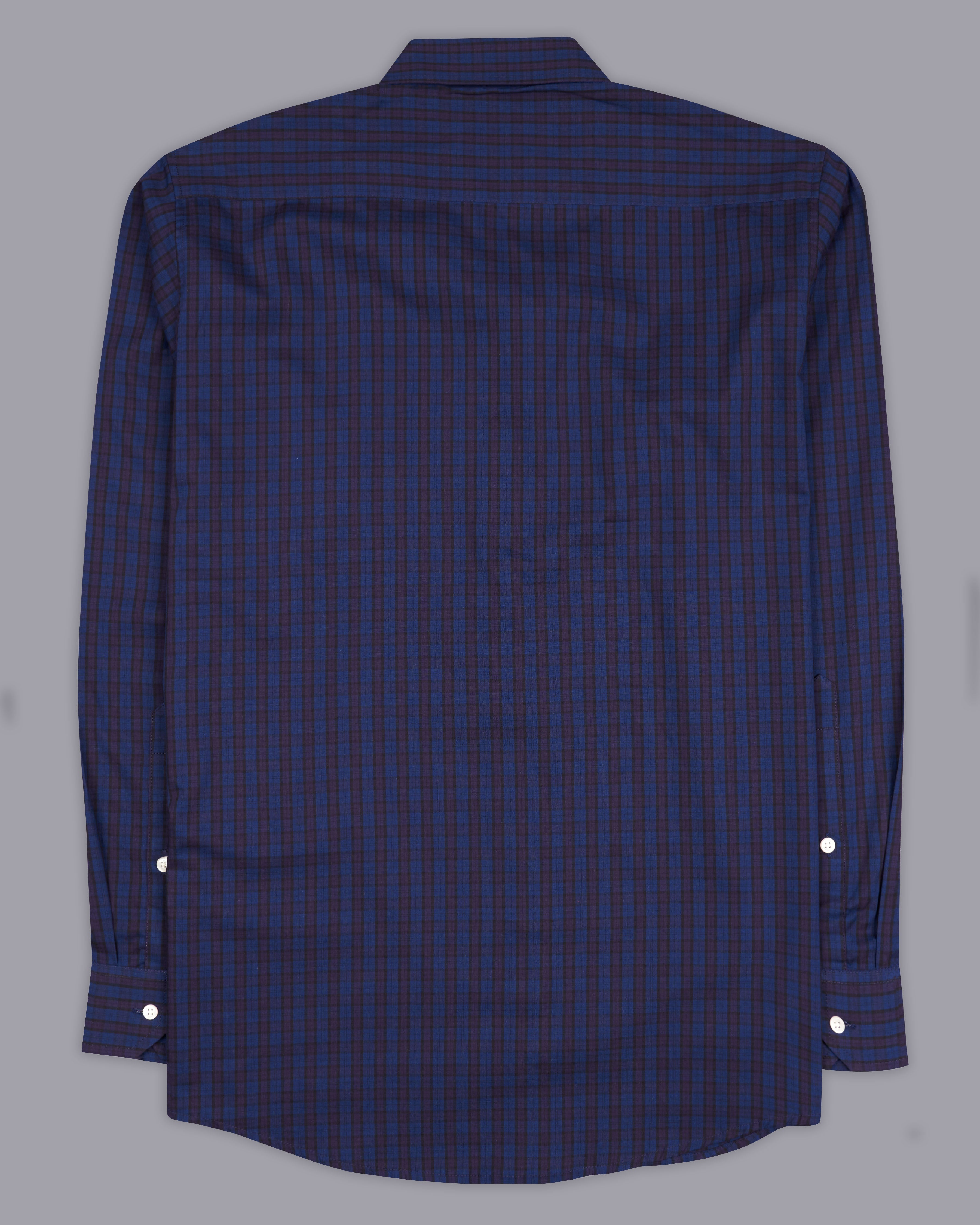 Cloud Burst Blue with Gunmetal Purple Checkered Premium Cotton Shirt 9215-38,9215-H-38,9215-39,9215-H-39,9215-40,9215-H-40,9215-42,9215-H-42,9215-44,9215-H-44,9215-46,9215-H-46,9215-48,9215-H-48,9215-50,9215-H-50,9215-52,9215-H-52