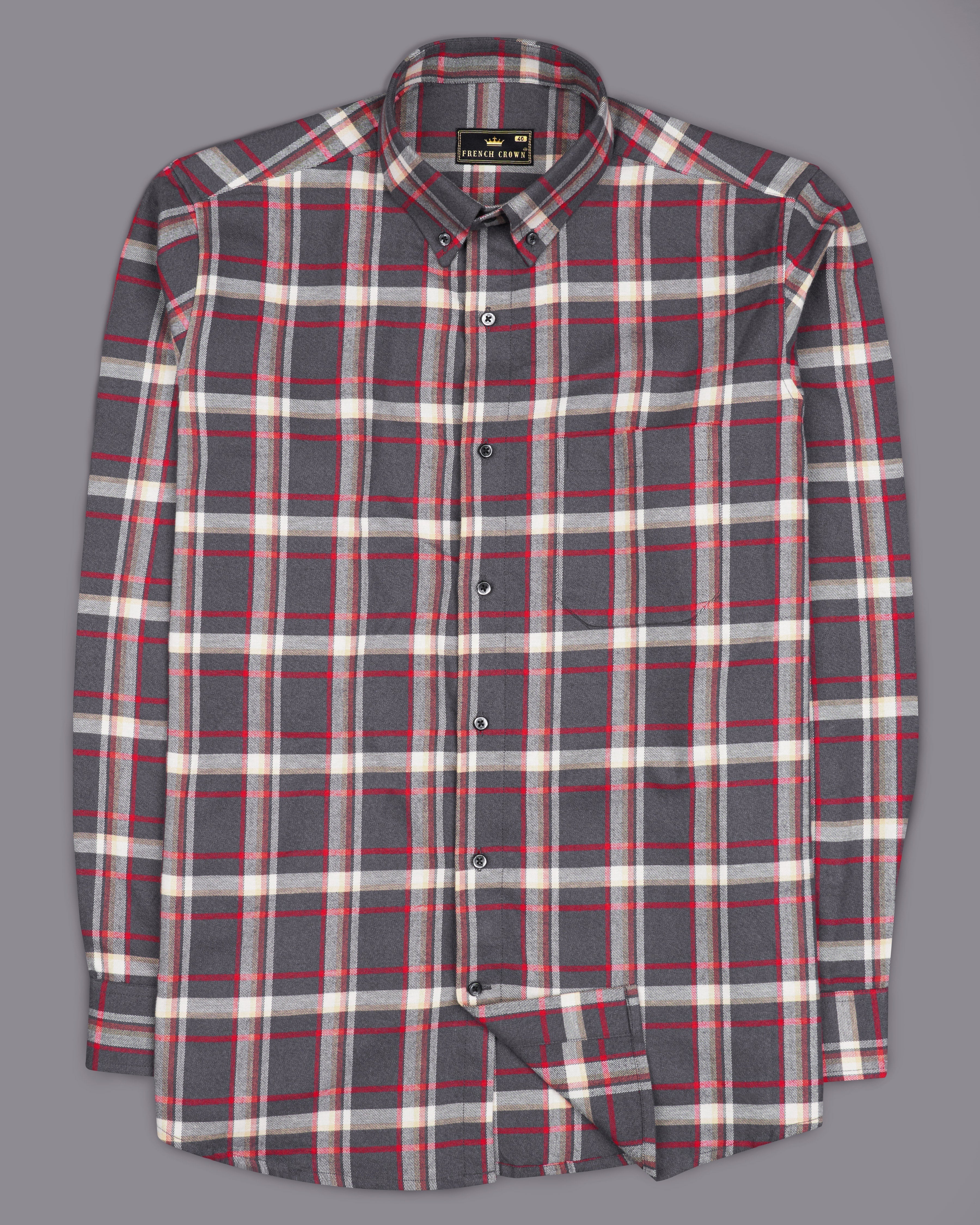 Ironside Gray with off White and Shiraz Red Plaid Flannel Shirt 9226-BD-BLK-38,9226-BD-BLK-H-38,9226-BD-BLK-39,9226-BD-BLK-H-39,9226-BD-BLK-40,9226-BD-BLK-H-40,9226-BD-BLK-42,9226-BD-BLK-H-42,9226-BD-BLK-44,9226-BD-BLK-H-44,9226-BD-BLK-46,9226-BD-BLK-H-46,9226-BD-BLK-48,9226-BD-BLK-H-48,9226-BD-BLK-50,9226-BD-BLK-H-50,9226-BD-BLK-52,9226-BD-BLK-H-52