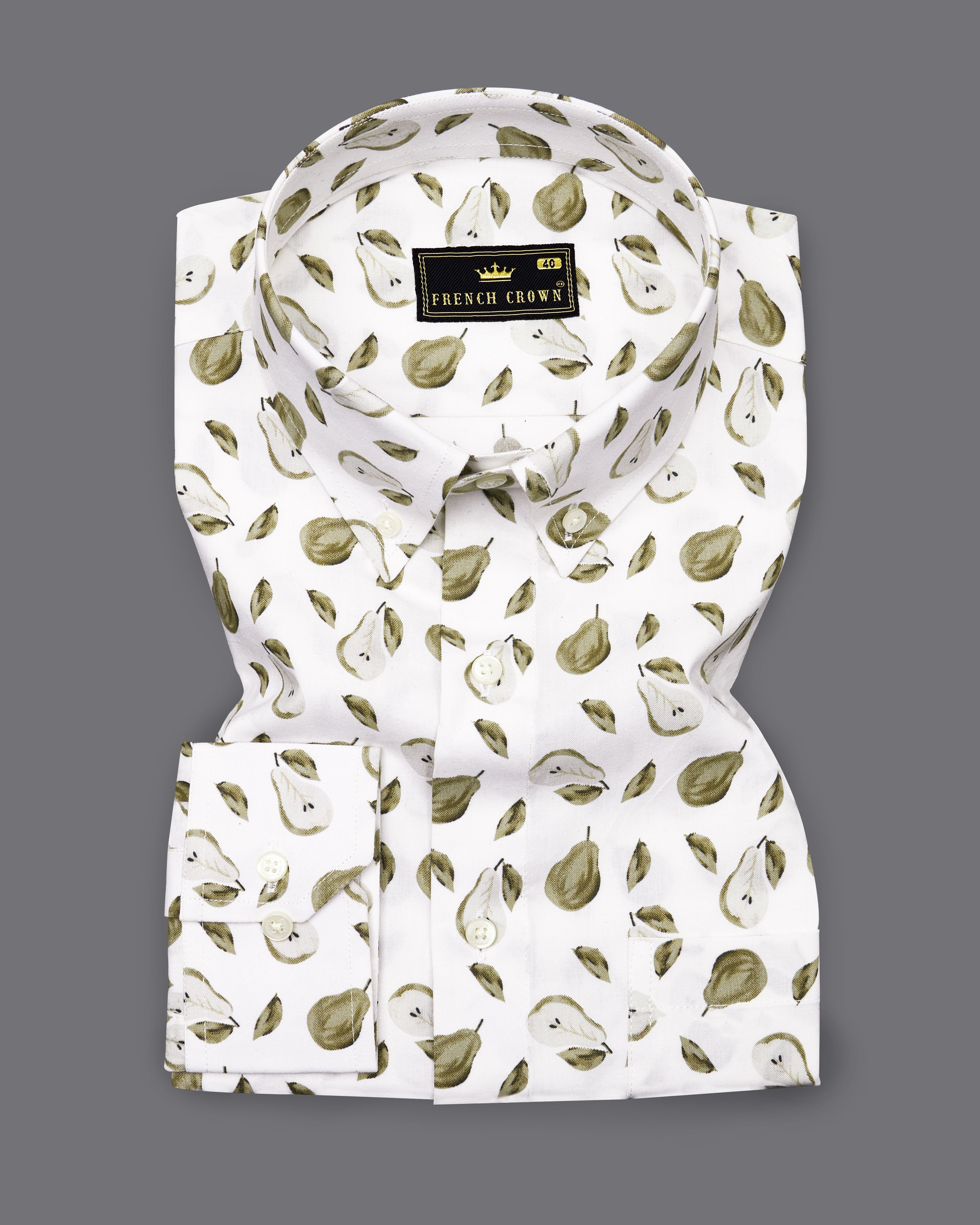 Bright white with Clay Creek Green Papaya Printed Premium Cotton Shirt9227-BD-38,9227-BD-H-38,9227-BD-39,9227-BD-H-39,9227-BD-40,9227-BD-H-40,9227-BD-42,9227-BD-H-42,9227-BD-44,9227-BD-H-44,9227-BD-46,9227-BD-H-46,9227-BD-48,9227-BD-H-48,9227-BD-50,9227-BD-H-50,9227-BD-52,9227-BD-H-52