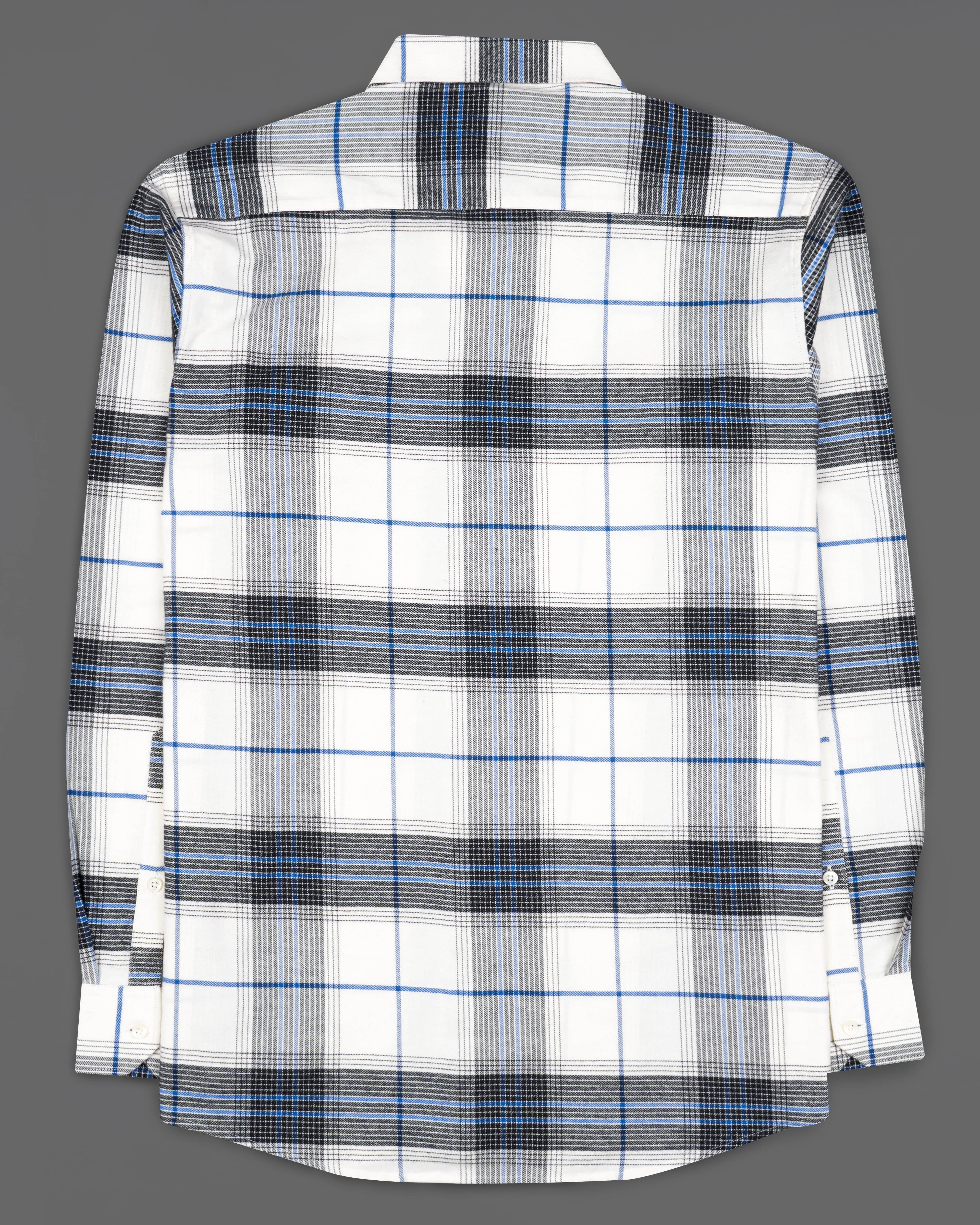 Bright White with Zeus Black and Brandeis Blue Plaid Flannel Overshirt 9229-OS-P131-38,9229-OS-P131-H-38,9229-OS-P131-39,9229-OS-P131-H-39,9229-OS-P131-40,9229-OS-P131-H-40,9229-OS-P131-42,9229-OS-P131-H-42,9229-OS-P131-44,9229-OS-P131-H-44,9229-OS-P131-46,9229-OS-P131-H-46,9229-OS-P131-48,9229-OS-P131-H-48,9229-OS-P131-50,9229-OS-P131-H-50,9229-OS-P131-52,9229-OS-P131-H-52