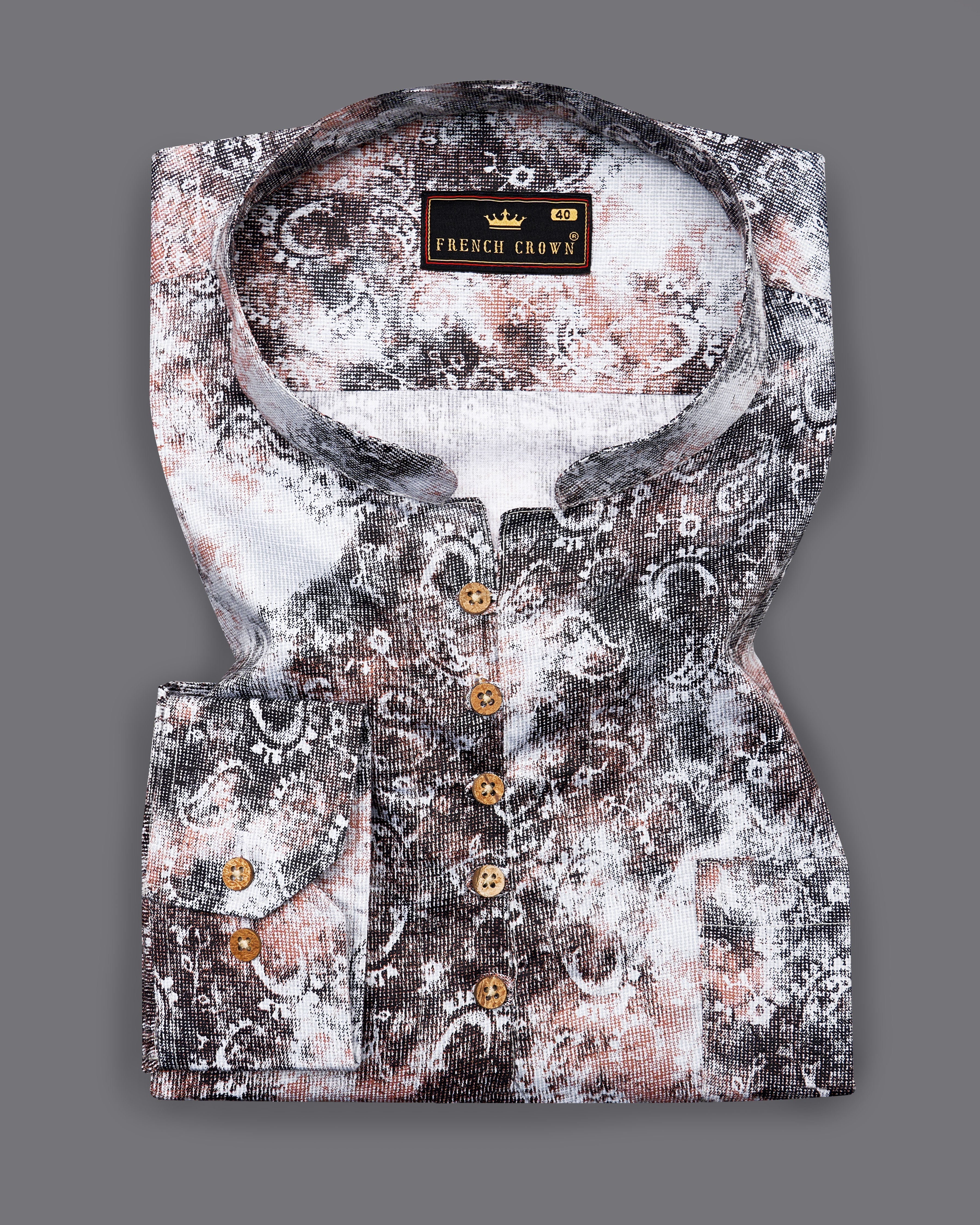 Matterhorn Brown with Cashmere Pink and White Paisley Printed Super Soft Premium Cotton Kurta Shirt 9242-KS-38,9242-KS-H-38,9242-KS-39,9242-KS-H-39,9242-KS-40,9242-KS-H-40,9242-KS-42,9242-KS-H-42,9242-KS-44,9242-KS-H-44,9242-KS-46,9242-KS-H-46,9242-KS-48,9242-KS-H-48,9242-KS-50,9242-KS-H-50,9242-KS-52,9242-KS-H-52