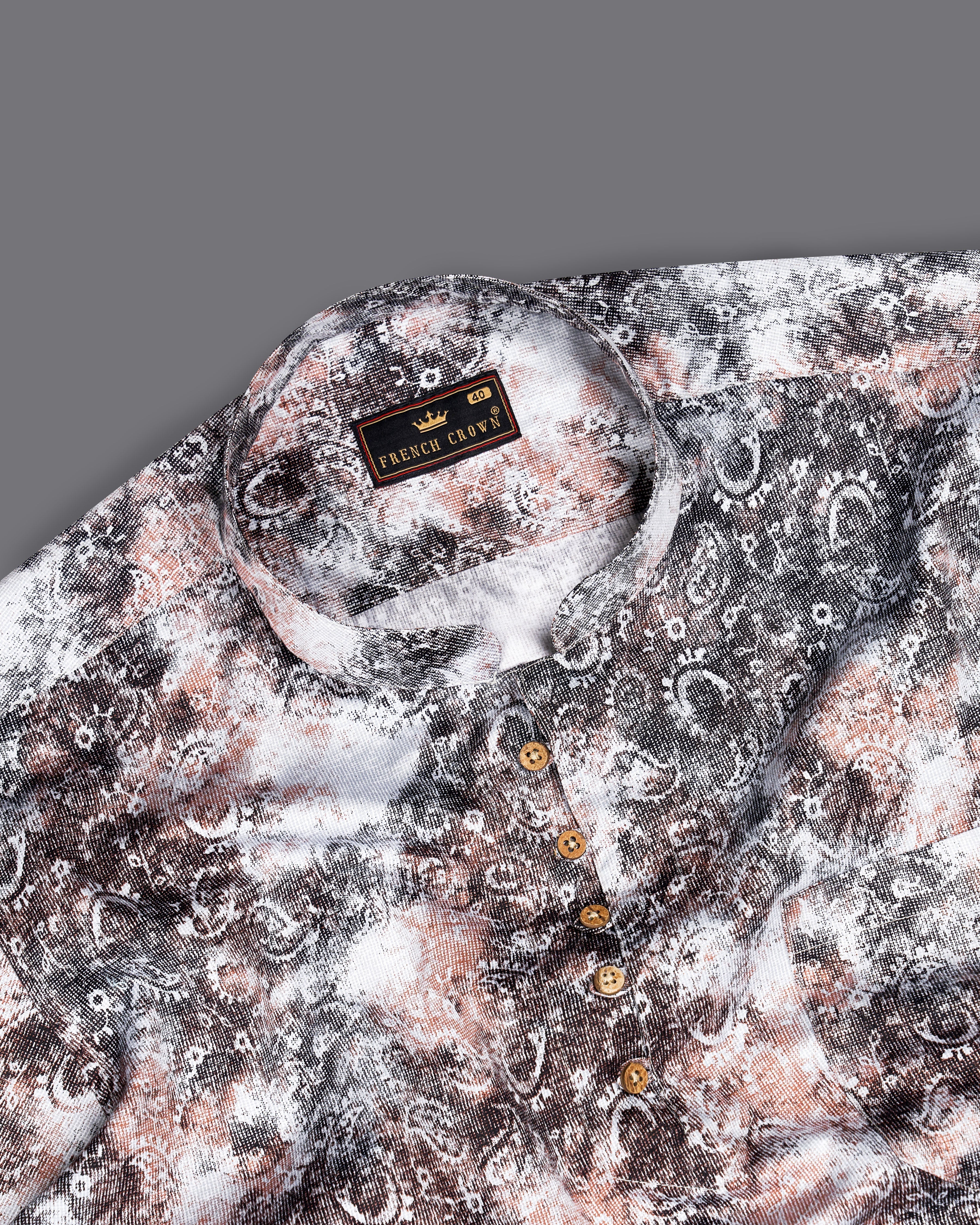 Matterhorn Brown with Cashmere Pink and White Paisley Printed Super Soft Premium Cotton Kurta Shirt 9242-KS-38,9242-KS-H-38,9242-KS-39,9242-KS-H-39,9242-KS-40,9242-KS-H-40,9242-KS-42,9242-KS-H-42,9242-KS-44,9242-KS-H-44,9242-KS-46,9242-KS-H-46,9242-KS-48,9242-KS-H-48,9242-KS-50,9242-KS-H-50,9242-KS-52,9242-KS-H-52