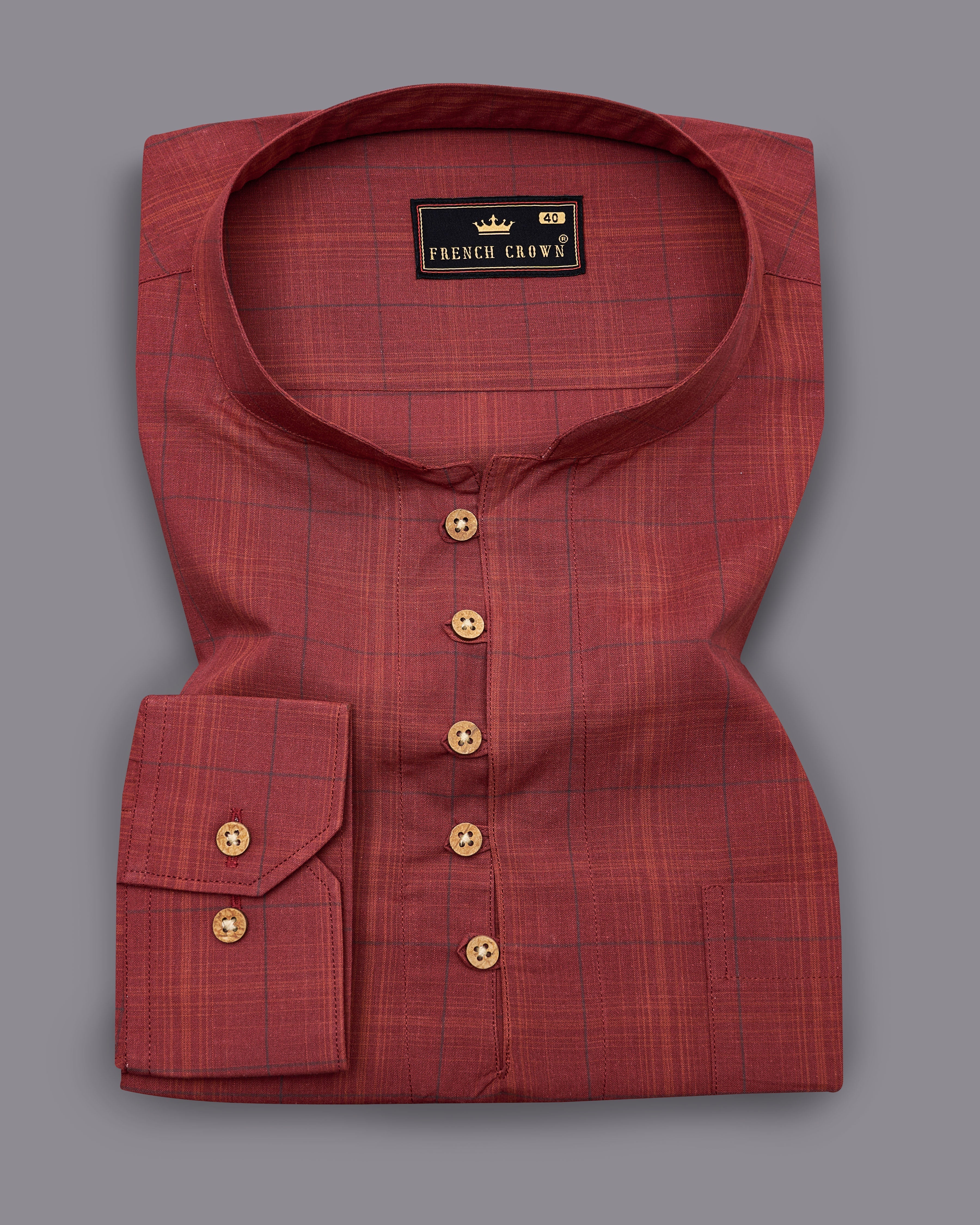 Lotus Red Plaid Premium Cotton Kurta Shirt 9256-KS-38,9256-KS-H-38,9256-KS-39,9256-KS-H-39,9256-KS-40,9256-KS-H-40,9256-KS-42,9256-KS-H-42,9256-KS-44,9256-KS-H-44,9256-KS-46,9256-KS-H-46,9256-KS-48,9256-KS-H-48,9256-KS-50,9256-KS-H-50,9256-KS-52,9256-KS-H-52