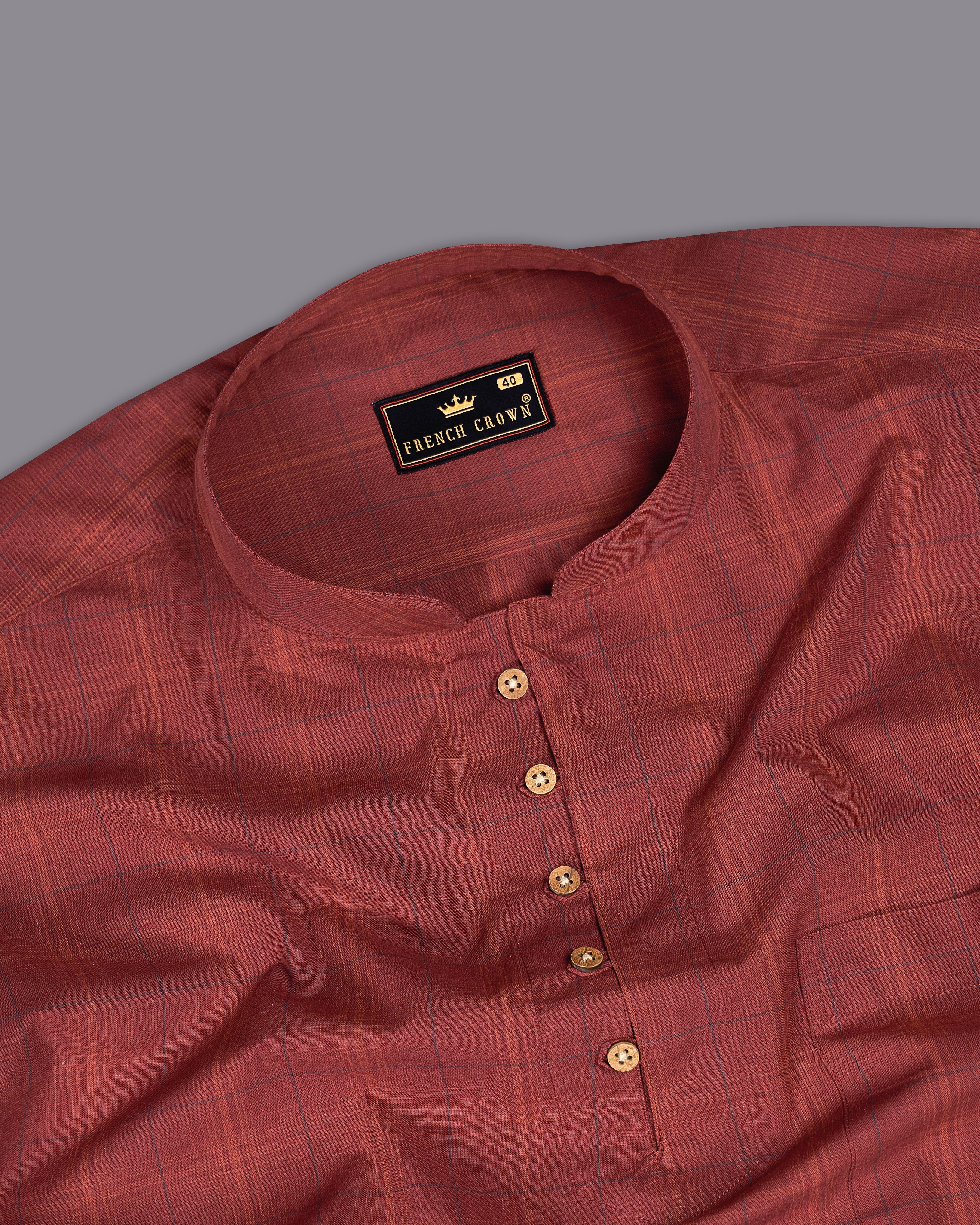 Lotus Red Plaid Premium Cotton Kurta Shirt 9256-KS-38,9256-KS-H-38,9256-KS-39,9256-KS-H-39,9256-KS-40,9256-KS-H-40,9256-KS-42,9256-KS-H-42,9256-KS-44,9256-KS-H-44,9256-KS-46,9256-KS-H-46,9256-KS-48,9256-KS-H-48,9256-KS-50,9256-KS-H-50,9256-KS-52,9256-KS-H-52