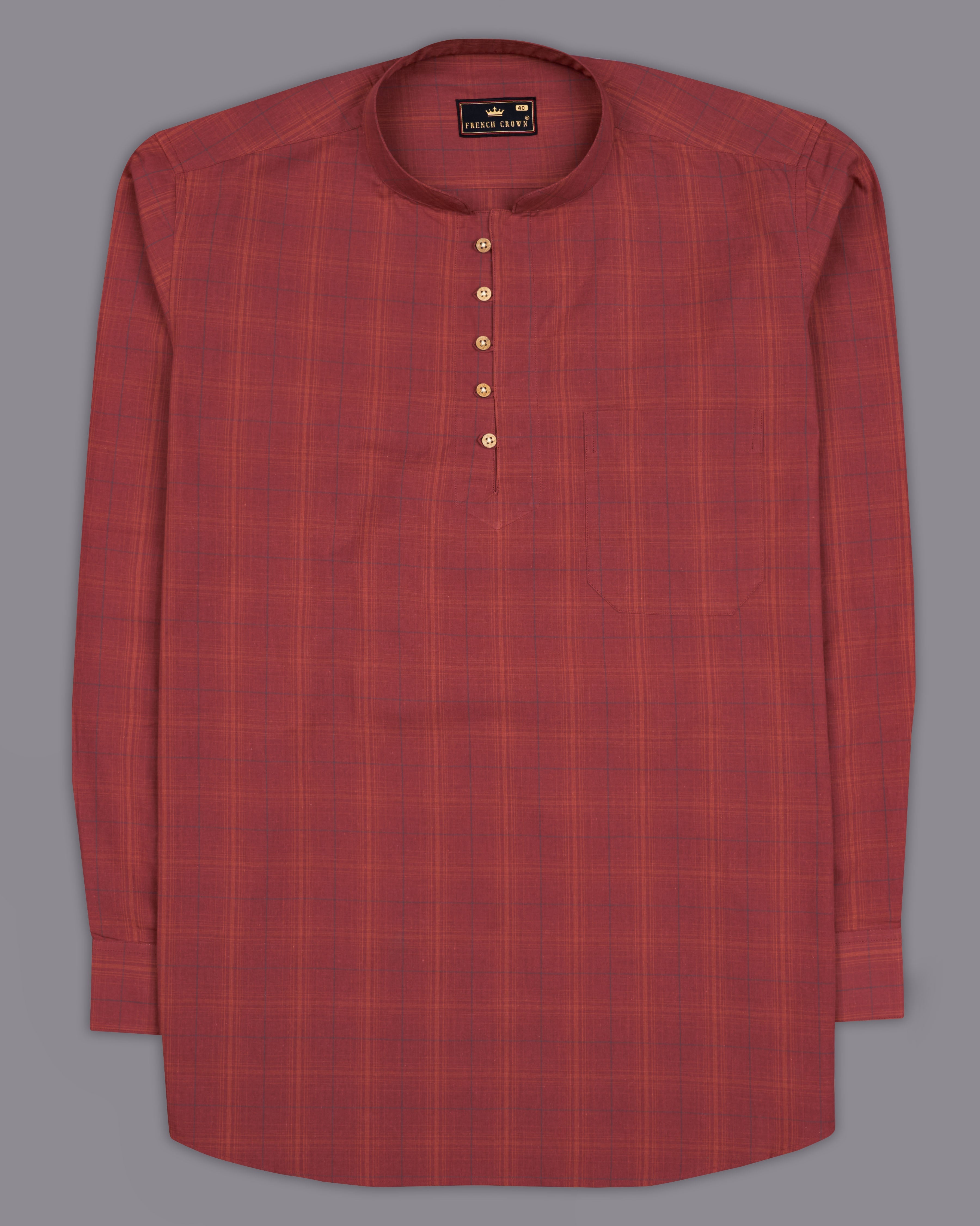 Lotus Red Plaid Premium Cotton Kurta Shirt 9256-KS-38,9256-KS-H-38,9256-KS-39,9256-KS-H-39,9256-KS-40,9256-KS-H-40,9256-KS-42,9256-KS-H-42,9256-KS-44,9256-KS-H-44,9256-KS-46,9256-KS-H-46,9256-KS-48,9256-KS-H-48,9256-KS-50,9256-KS-H-50,9256-KS-52,9256-KS-H-52