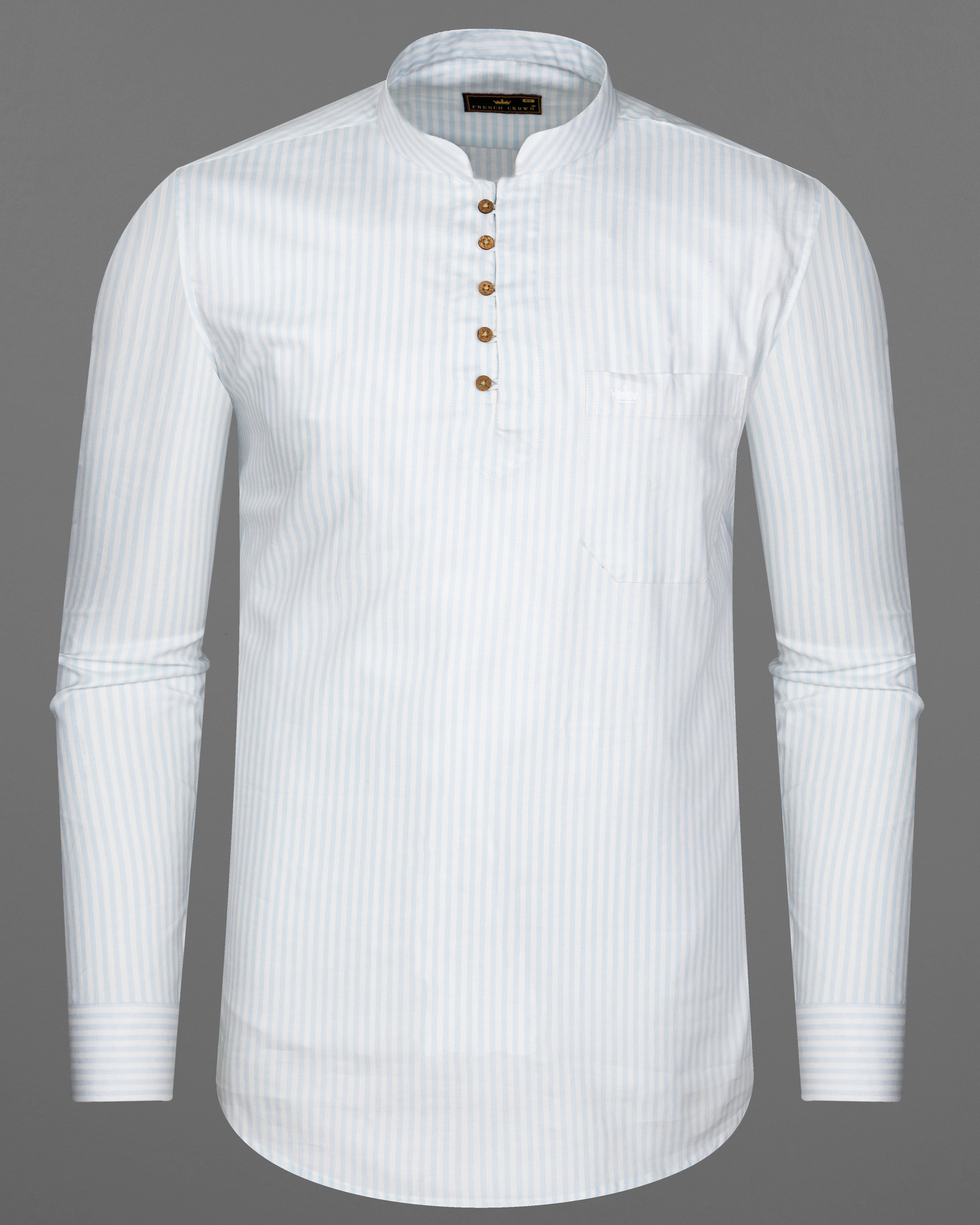 Bright White with Geyser Blue Twill Striped Premium Cotton Kurta Shirt 9267-KS-38,9267-KS-H-38,9267-KS-39,9267-KS-H-39,9267-KS-40,9267-KS-H-40,9267-KS-42,9267-KS-H-42,9267-KS-44,9267-KS-H-44,9267-KS-46,9267-KS-H-46,9267-KS-48,9267-KS-H-48,9267-KS-50,9267-KS-H-50,9267-KS-52,9267-KS-H-52