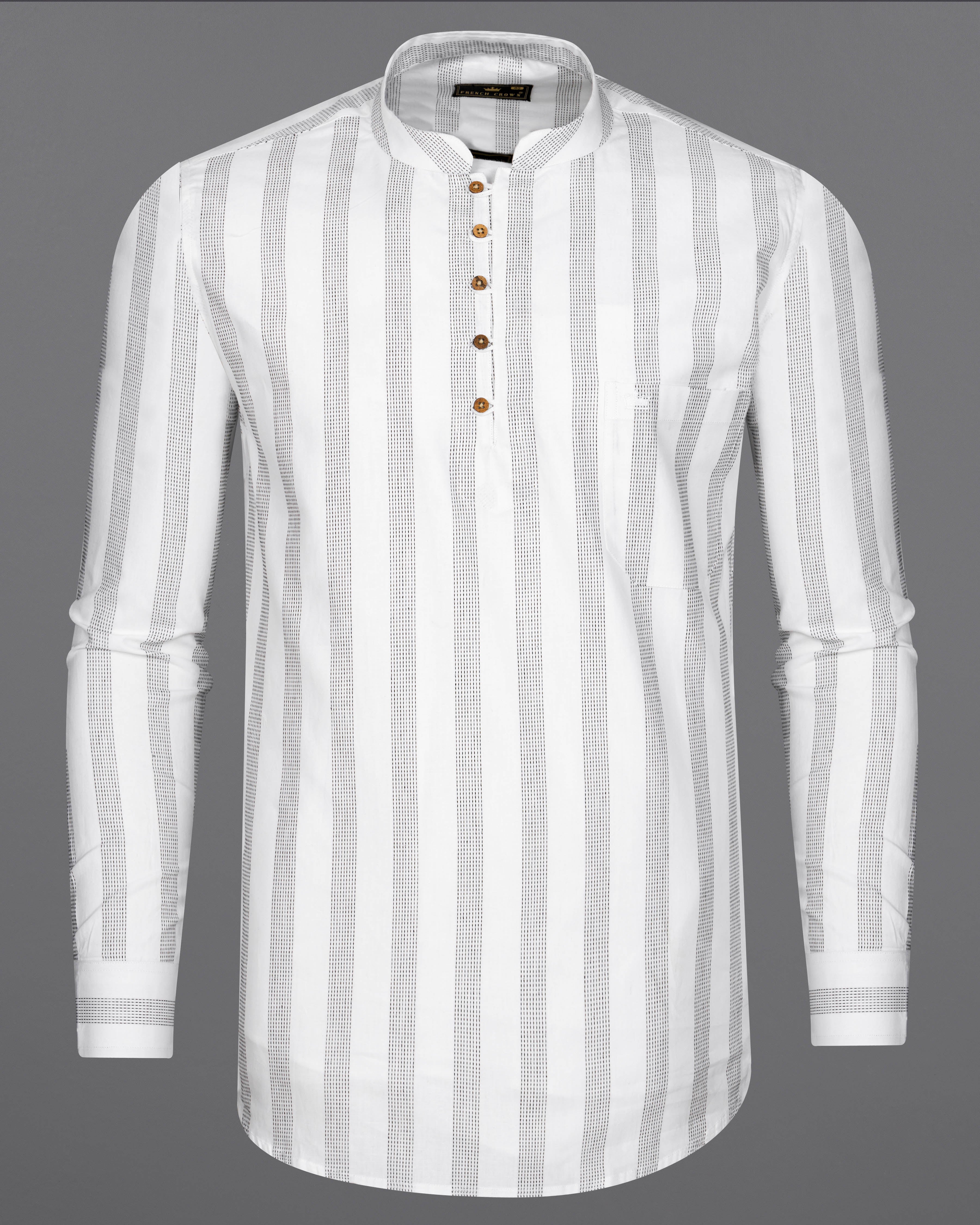 Bright White with Black Striped Dobby Textured Premium Giza Cotton Kurta Shirt 9293-KS-38,9293-KS-H-38,9293-KS-39,9293-KS-H-39,9293-KS-40,9293-KS-H-40,9293-KS-42,9293-KS-H-42,9293-KS-44,9293-KS-H-44,9293-KS-46,9293-KS-H-46,9293-KS-48,9293-KS-H-48,9293-KS-50,9293-KS-H-50,9293-KS-52,9293-KS-H-52