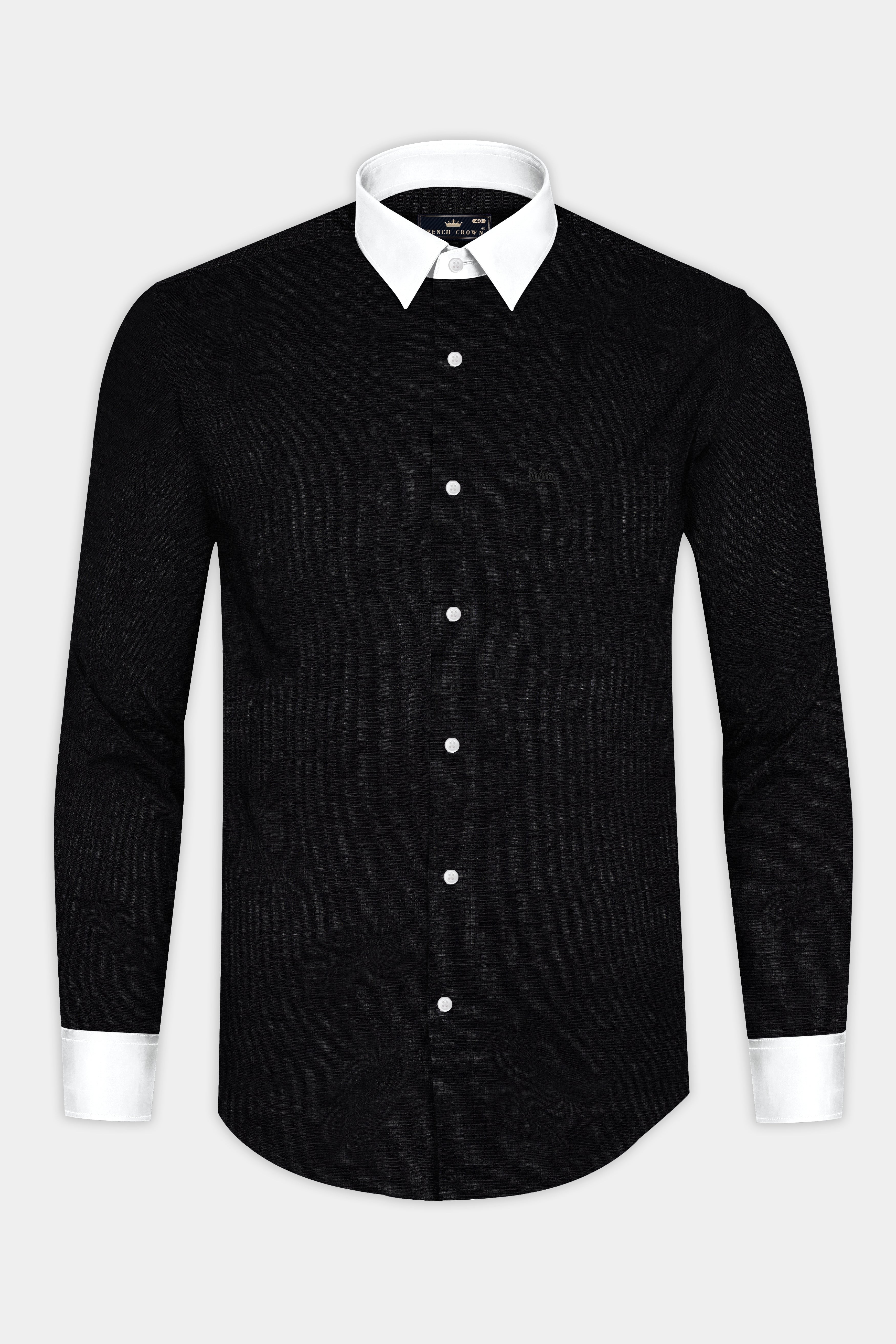 Rich black Corporate Luxury Linen-cotton SHIRT