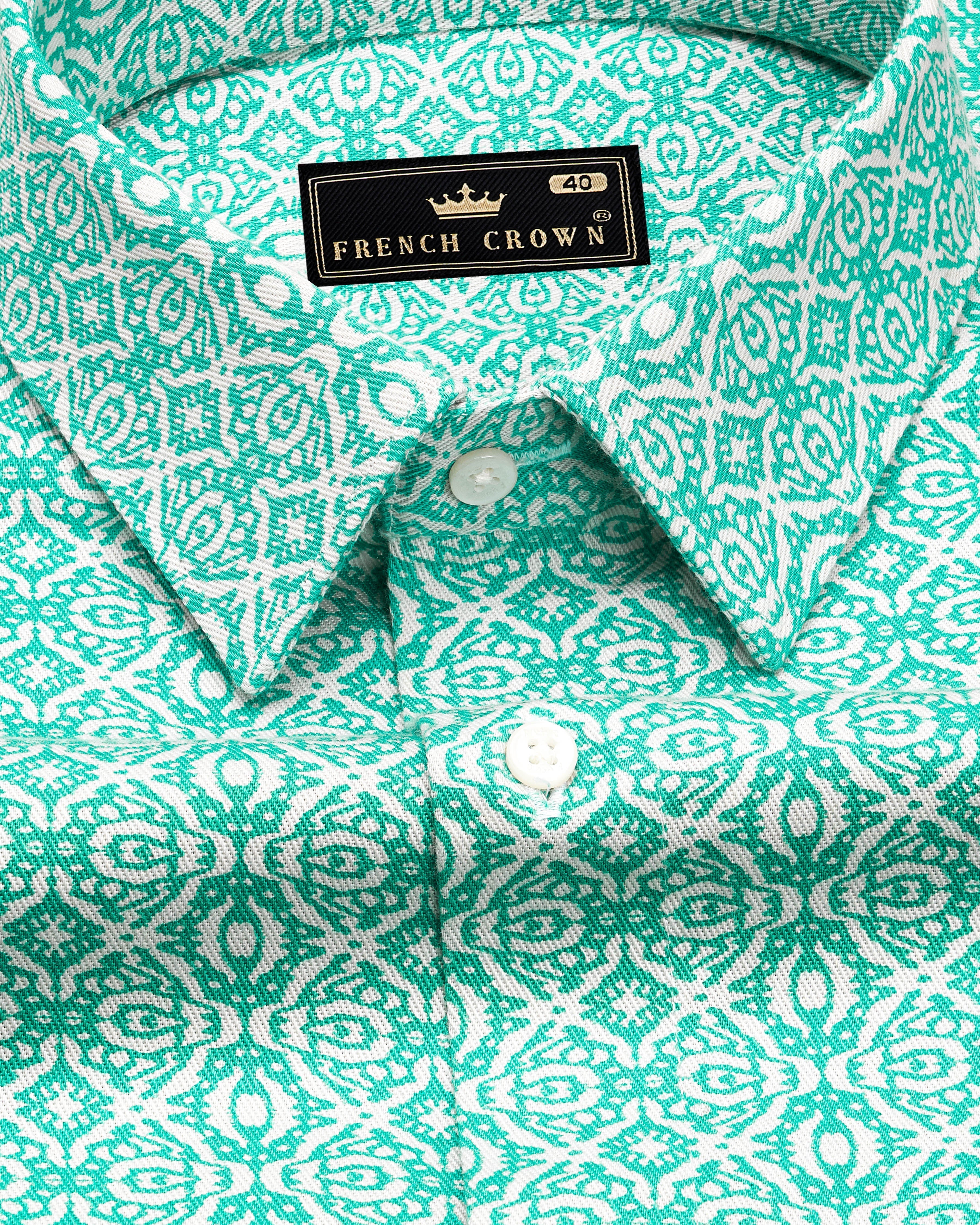 Persian Green Printed Royal Oxford Shirt 9303-38,9303-H-38,9303-39,9303-H-39,9303-40,9303-H-40,9303-42,9303-H-42,9303-44,9303-H-44,9303-46,9303-H-46,9303-48,9303-H-48,9303-50,9303-H-50,9303-52,9303-H-52