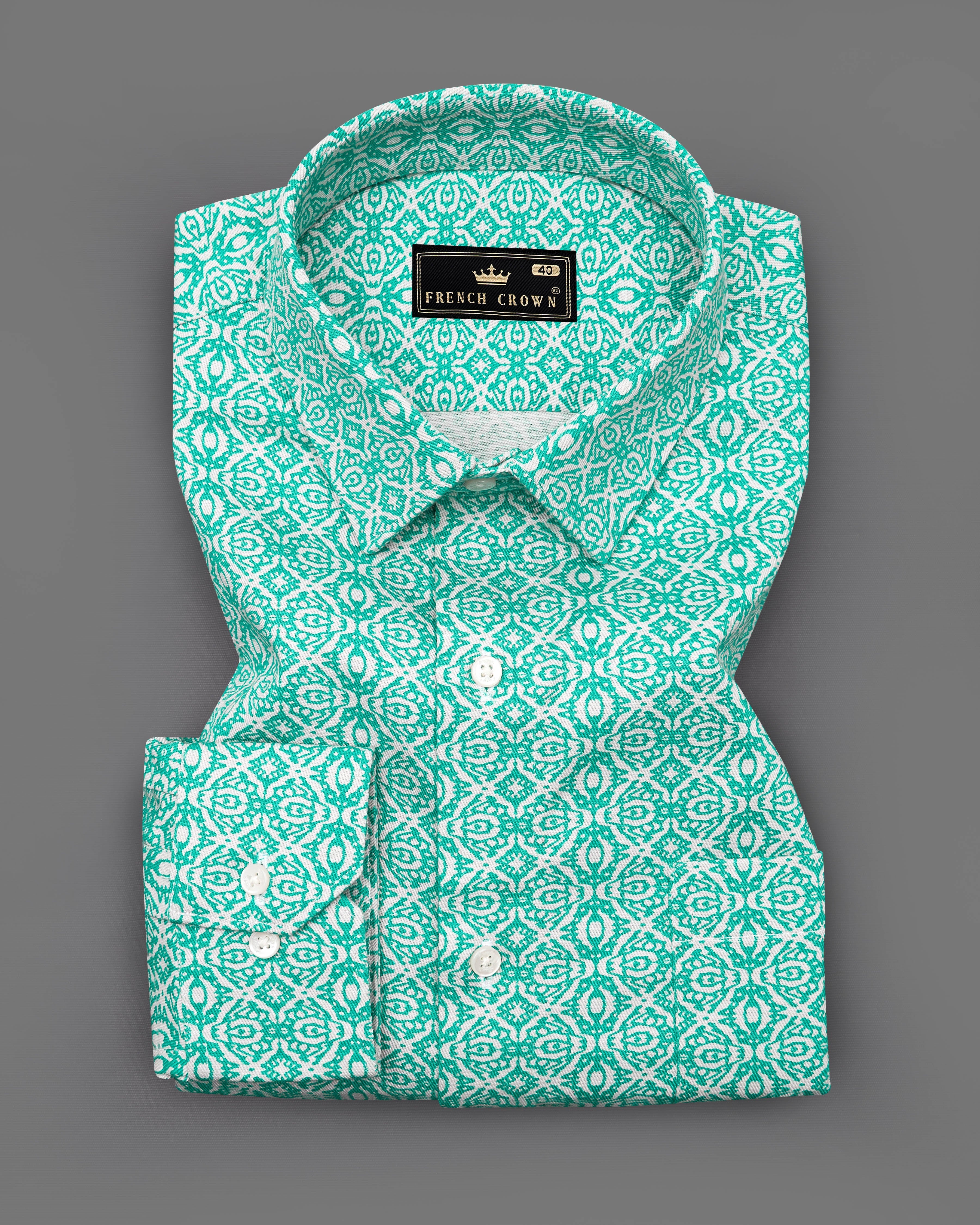 Persian Green Printed Royal Oxford Shirt 9303-38,9303-H-38,9303-39,9303-H-39,9303-40,9303-H-40,9303-42,9303-H-42,9303-44,9303-H-44,9303-46,9303-H-46,9303-48,9303-H-48,9303-50,9303-H-50,9303-52,9303-H-52