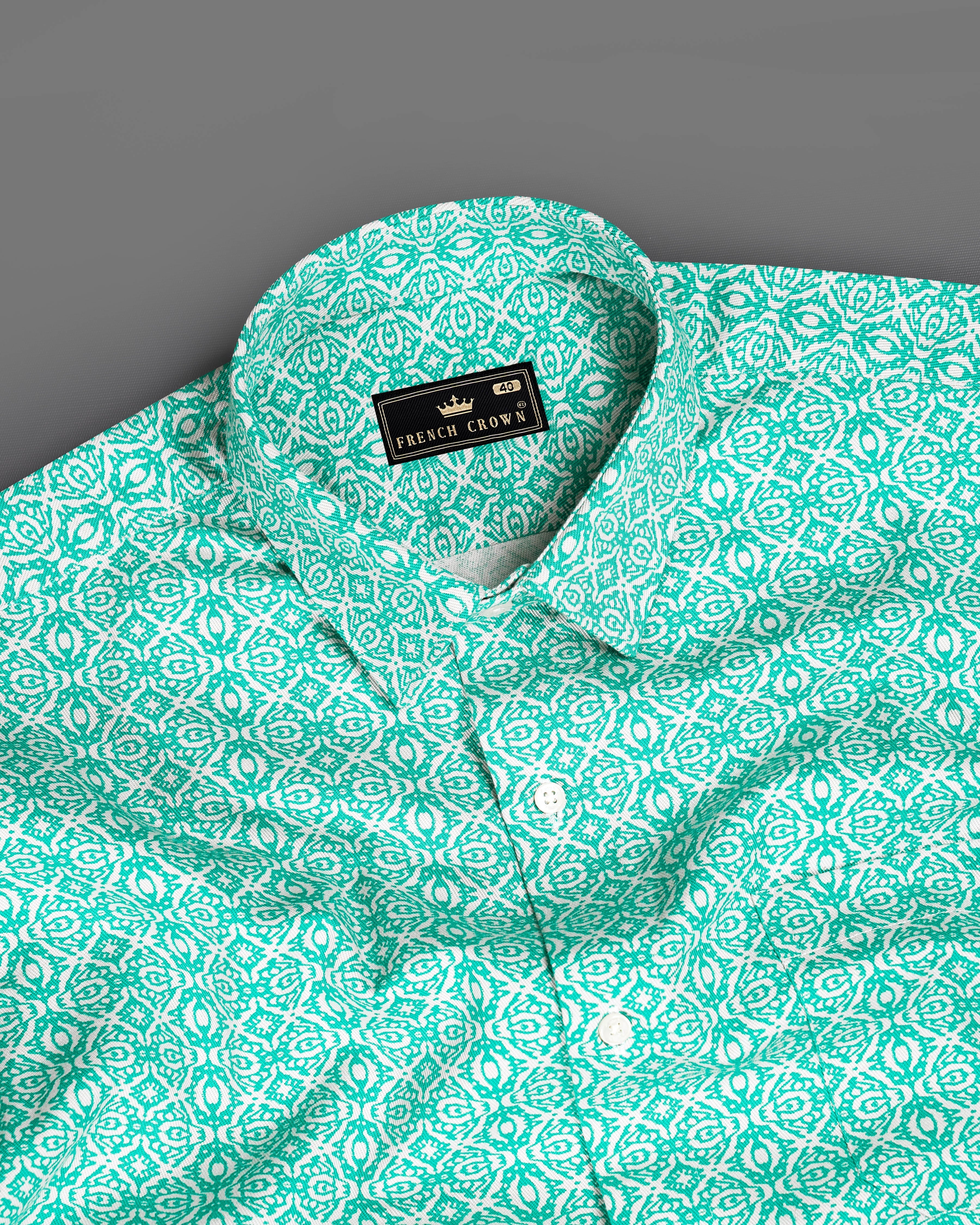 Persian Green Printed Royal Oxford Shirt 9303-38,9303-H-38,9303-39,9303-H-39,9303-40,9303-H-40,9303-42,9303-H-42,9303-44,9303-H-44,9303-46,9303-H-46,9303-48,9303-H-48,9303-50,9303-H-50,9303-52,9303-H-52