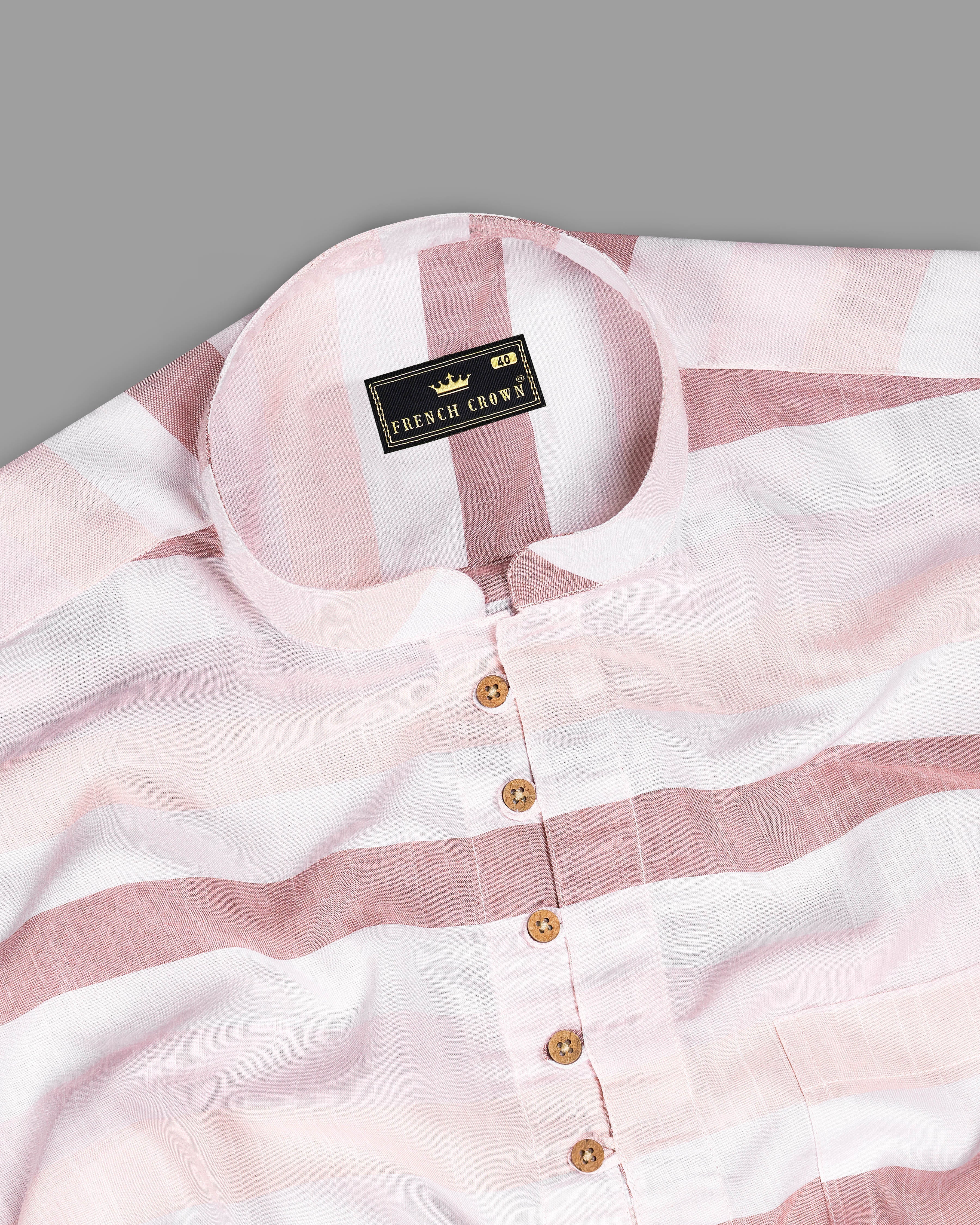 Armour with Oriental Peach and White Striped Premium Tencel Kurta Shirt 9306-KS-38,9306-KS-H-38,9306-KS-39,9306-KS-H-39,9306-KS-40,9306-KS-H-40,9306-KS-42,9306-KS-H-42,9306-KS-44,9306-KS-H-44,9306-KS-46,9306-KS-H-46,9306-KS-48,9306-KS-H-48,9306-KS-50,9306-KS-H-50,9306-KS-52,9306-KS-H-52