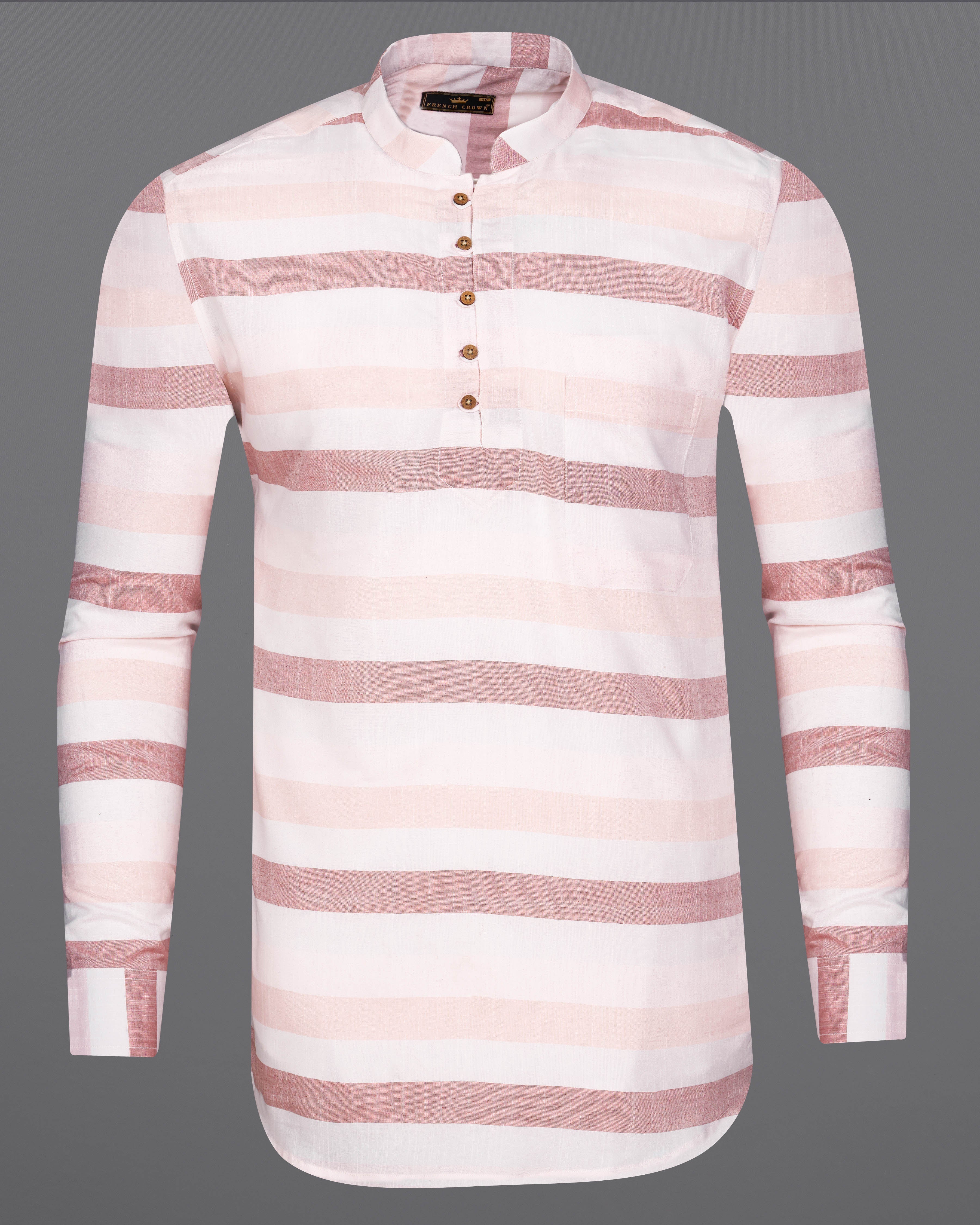 Armour with Oriental Peach and White Striped Premium Tencel Kurta Shirt 9306-KS-38,9306-KS-H-38,9306-KS-39,9306-KS-H-39,9306-KS-40,9306-KS-H-40,9306-KS-42,9306-KS-H-42,9306-KS-44,9306-KS-H-44,9306-KS-46,9306-KS-H-46,9306-KS-48,9306-KS-H-48,9306-KS-50,9306-KS-H-50,9306-KS-52,9306-KS-H-52