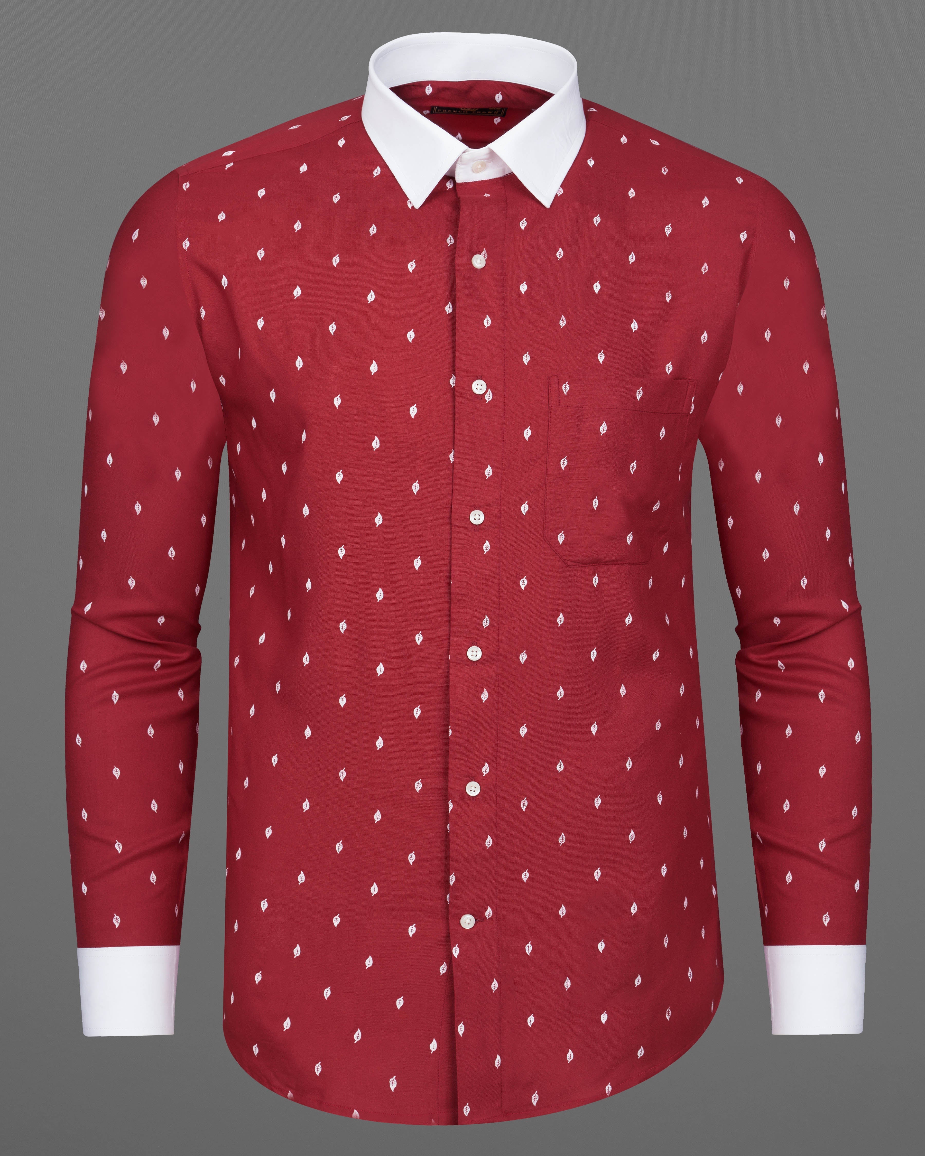 Merlot Red and White Leaves Textured Tencel Shirt 9307-WCC-38,9307-WCC-H-38,9307-WCC-39,9307-WCC-H-39,9307-WCC-40,9307-WCC-H-40,9307-WCC-42,9307-WCC-H-42,9307-WCC-44,9307-WCC-H-44,9307-WCC-46,9307-WCC-H-46,9307-WCC-48,9307-WCC-H-48,9307-WCC-50,9307-WCC-H-50,9307-WCC-52,9307-WCC-H-52