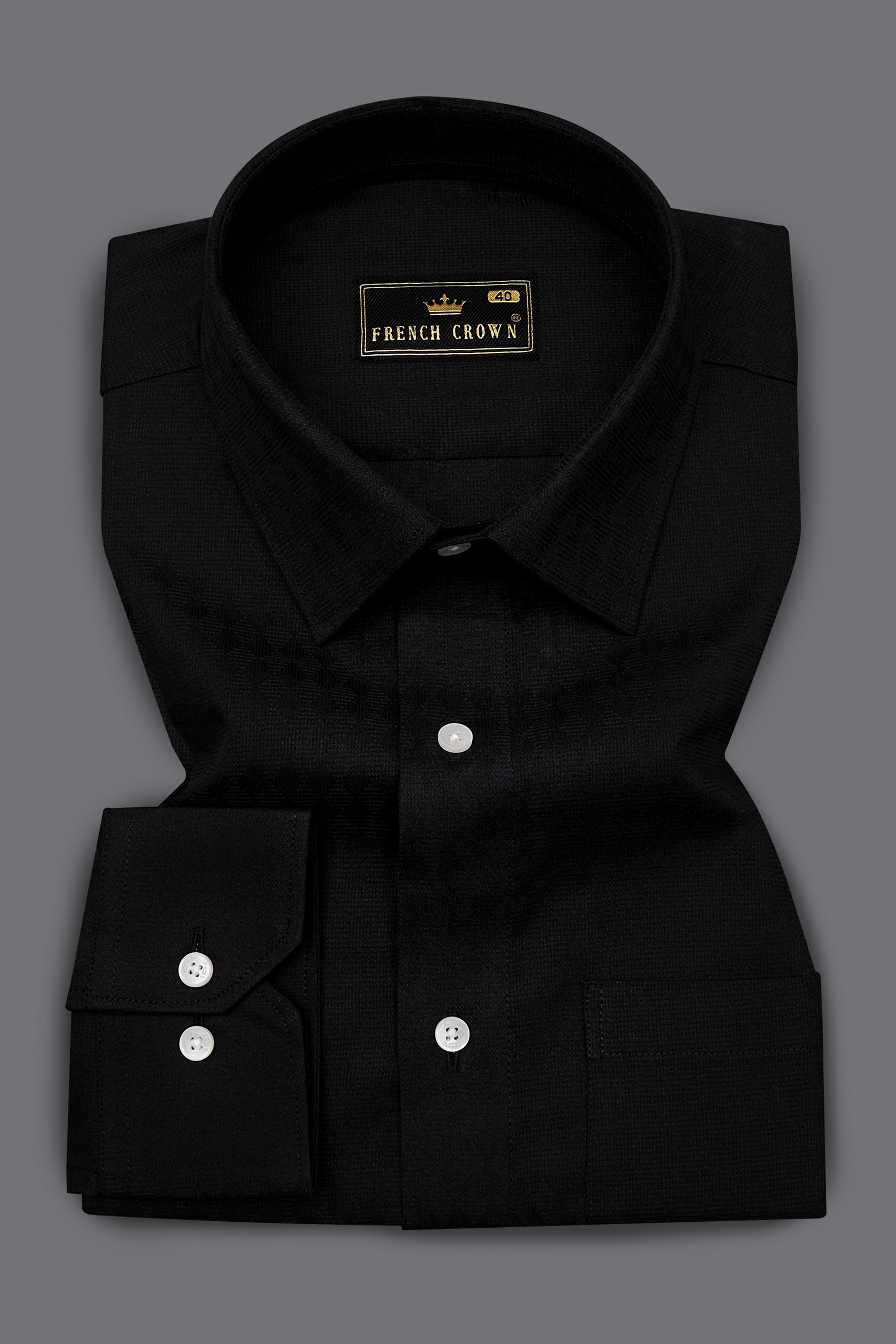 Jade Black Dobby Textured Premium Giza Cotton Shirt