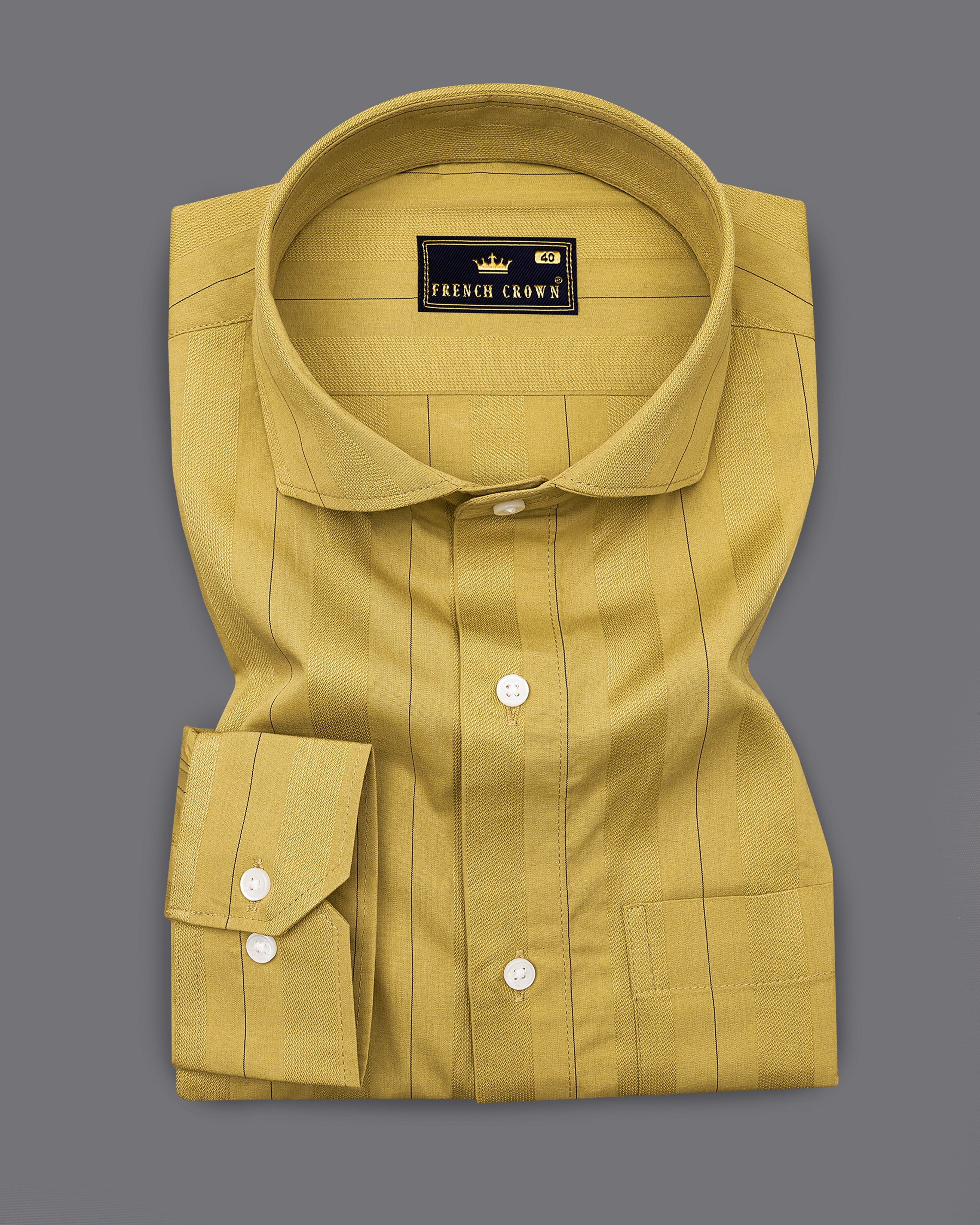 Husk Yellow Striped Dobby Textured Premium Giza Cotton Shirt 9319-CA-38, 9319-CA-H-38, 9319-CA-39, 9319-CA-H-39, 9319-CA-40, 9319-CA-H-40, 9319-CA-42, 9319-CA-H-42, 9319-CA-44, 9319-CA-H-44, 9319-CA-46, 9319-CA-H-46, 9319-CA-48, 9319-CA-H-48, 9319-CA-50, 9319-CA-H-50, 9319-CA-52, 9319-CA-H-52