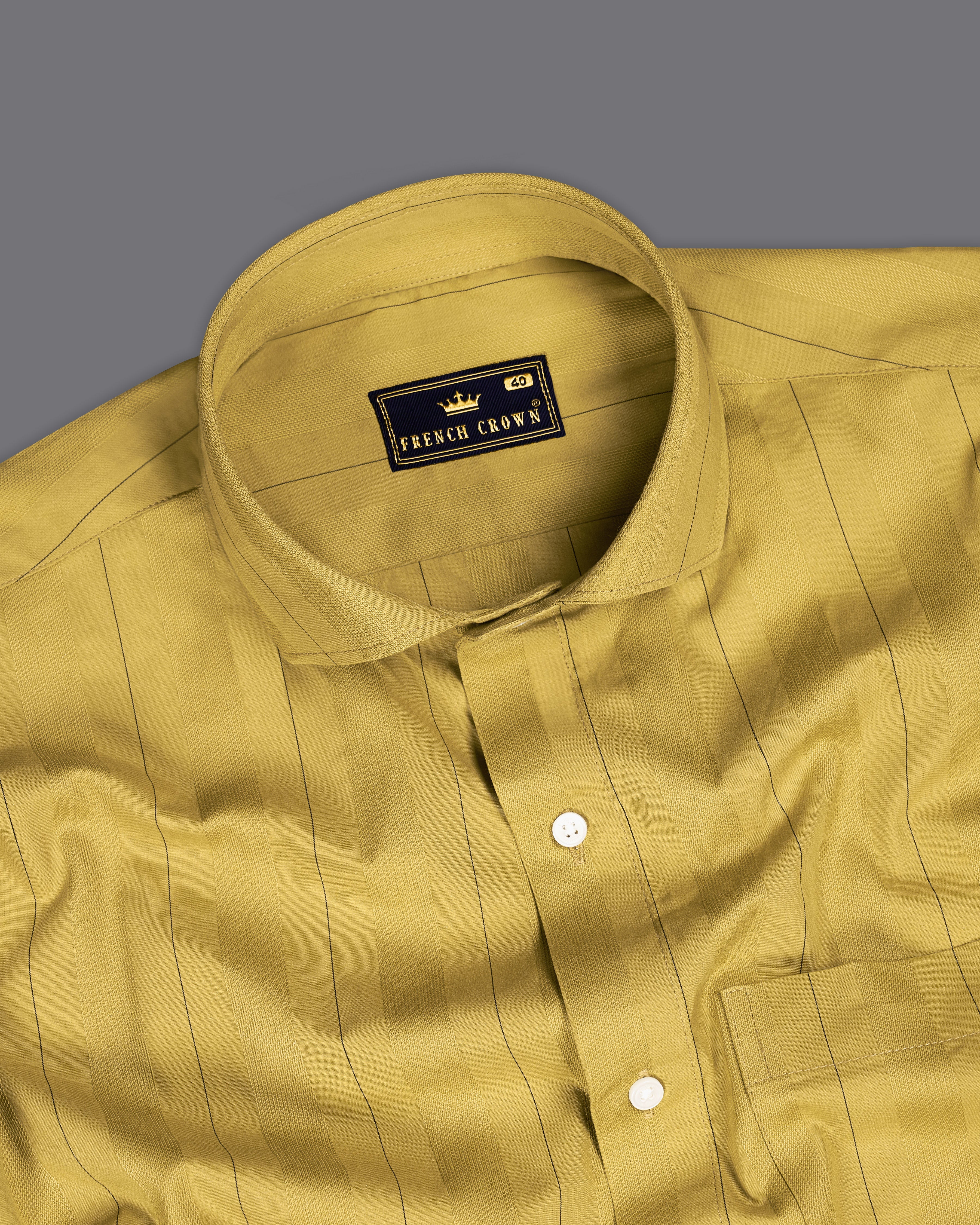 Husk Yellow Striped Dobby Textured Premium Giza Cotton Shirt 9319-CA-38, 9319-CA-H-38, 9319-CA-39, 9319-CA-H-39, 9319-CA-40, 9319-CA-H-40, 9319-CA-42, 9319-CA-H-42, 9319-CA-44, 9319-CA-H-44, 9319-CA-46, 9319-CA-H-46, 9319-CA-48, 9319-CA-H-48, 9319-CA-50, 9319-CA-H-50, 9319-CA-52, 9319-CA-H-52