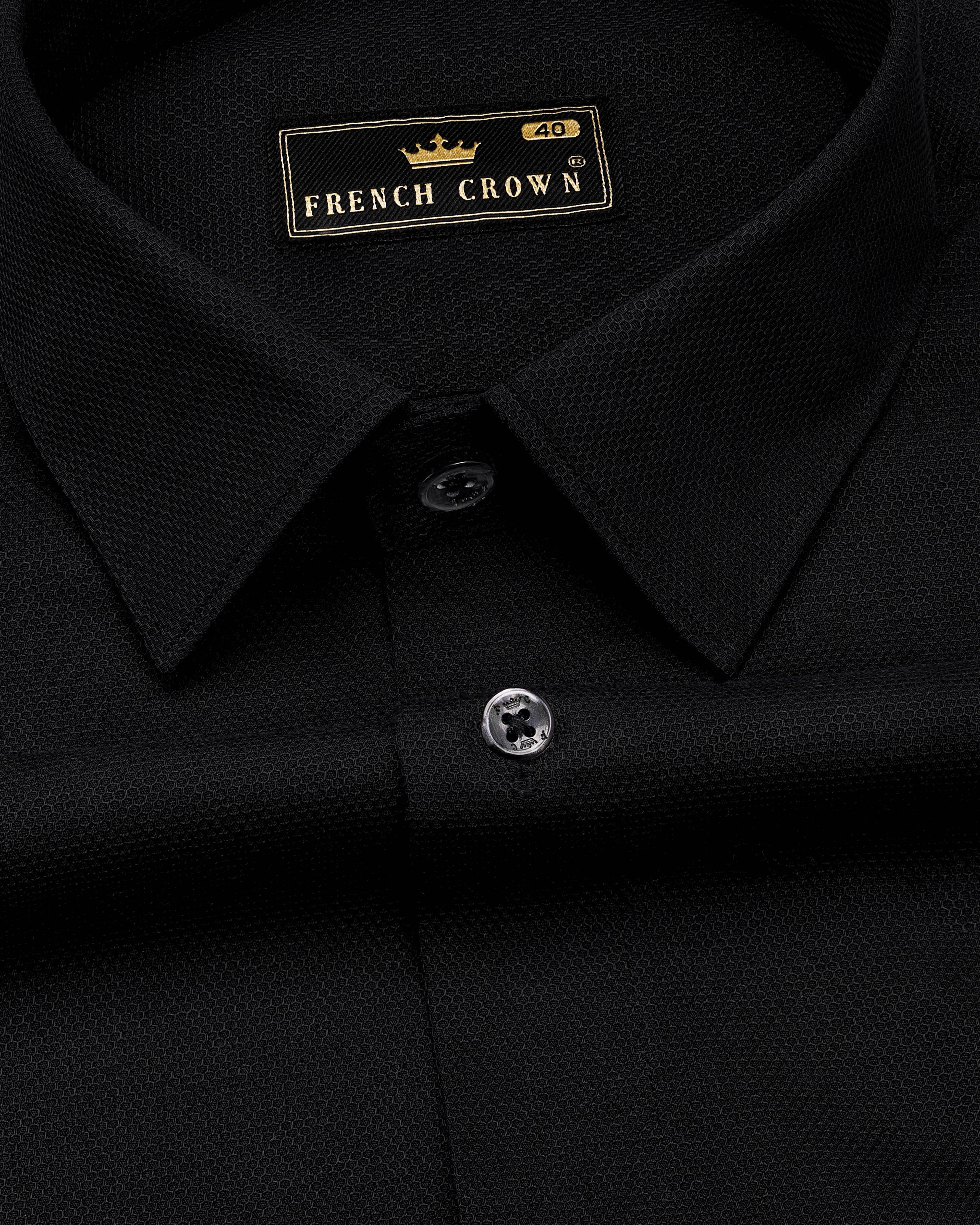 Jade Black Dobby Textured Premium Giza Cotton Shirt