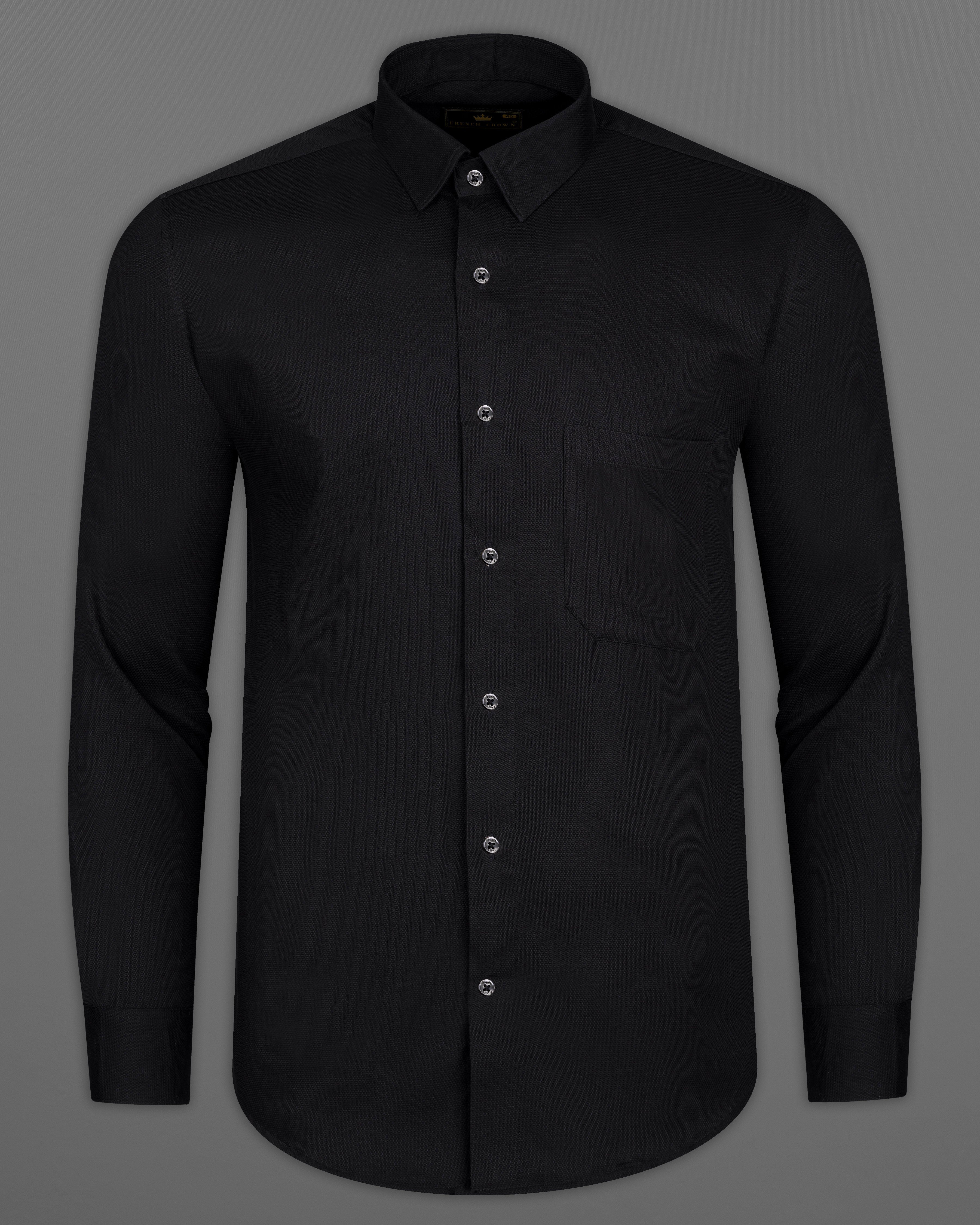 Jade Black Dobby Textured Premium Giza Cotton Shirt