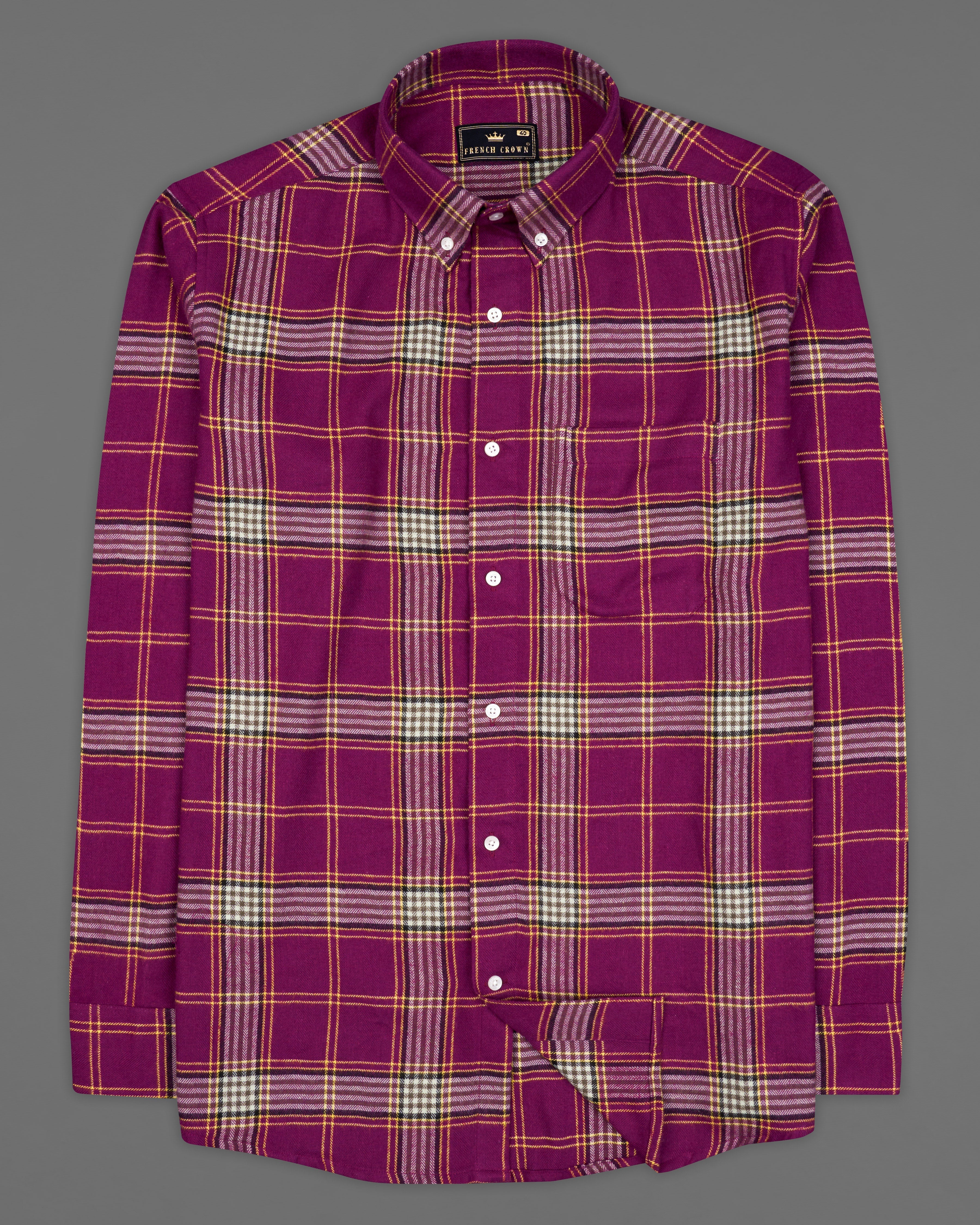 Violet Plaid Flannel Button-Down Shirt 9342-BD-38, 9342-BD-H-38, 9342-BD-39, 9342-BD-H-39, 9342-BD-40, 9342-BD-H-40, 9342-BD-42, 9342-BD-H-42, 9342-BD-44, 9342-BD-H-44, 9342-BD-46, 9342-BD-H-46, 9342-BD-48, 9342-BD-H-48, 9342-BD-50, 9342-BD-H-50, 9342-BD-52, 9342-BD-H-52