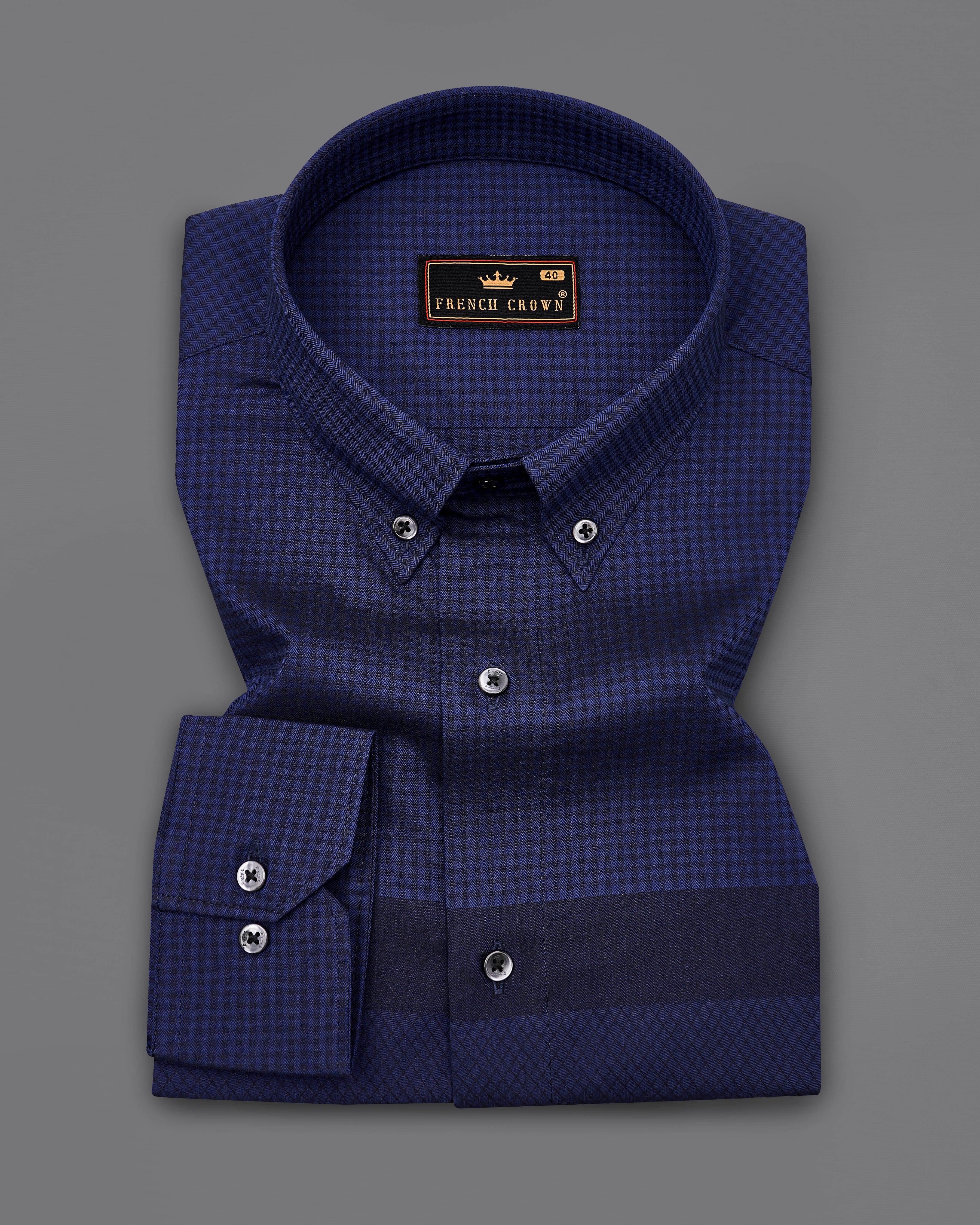 Zodiac Blue and Black Checkered Herringbone Shirt 9345-BD-BLK-38, 9345-BD-BLK-H-38, 9345-BD-BLK-39, 9345-BD-BLK-H-39, 9345-BD-BLK-40, 9345-BD-BLK-H-40, 9345-BD-BLK-42, 9345-BD-BLK-H-42, 9345-BD-BLK-44, 9345-BD-BLK-H-44, 9345-BD-BLK-46, 9345-BD-BLK-H-46, 9345-BD-BLK-48, 9345-BD-BLK-H-48, 9345-BD-BLK-50, 9345-BD-BLK-H-50, 9345-BD-BLK-52, 9345-BD-BLK-H-52