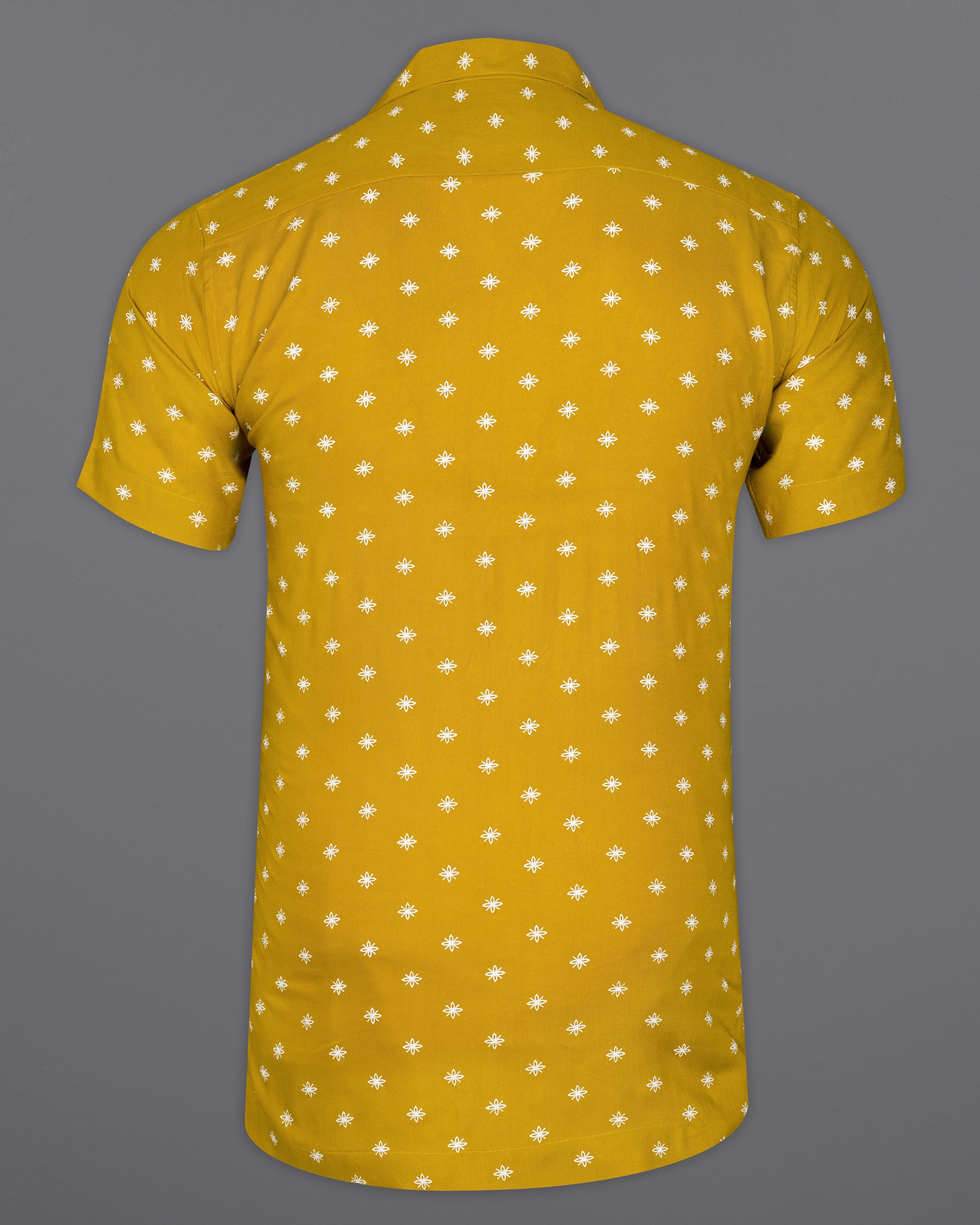 Fire Bush Yellow Textured Premium Tencel Shirt 9357-CC-SS-H-38, 9357-CC-SS-H-39, 9357-CC-SS-H-40, 9357-CC-SS-H-42, 9357-CC-SS-H-44, 9357-CC-SS-H-46, 9357-CC-SS-H-48, 9357-CC-SS-H-50,  9357-CC-SS-H-52