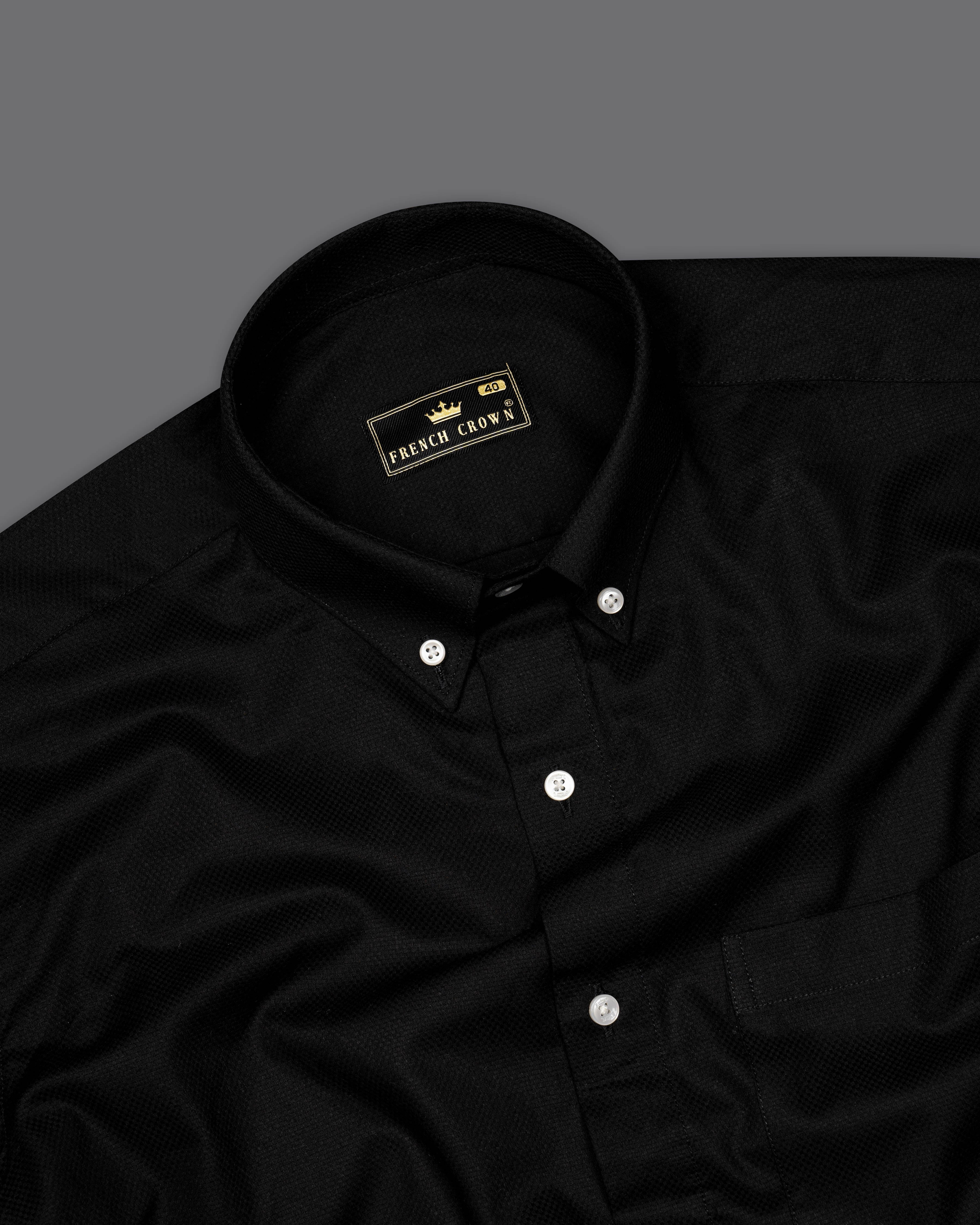 Jade Black Dobby Textured Premium Giza Cotton Shirt