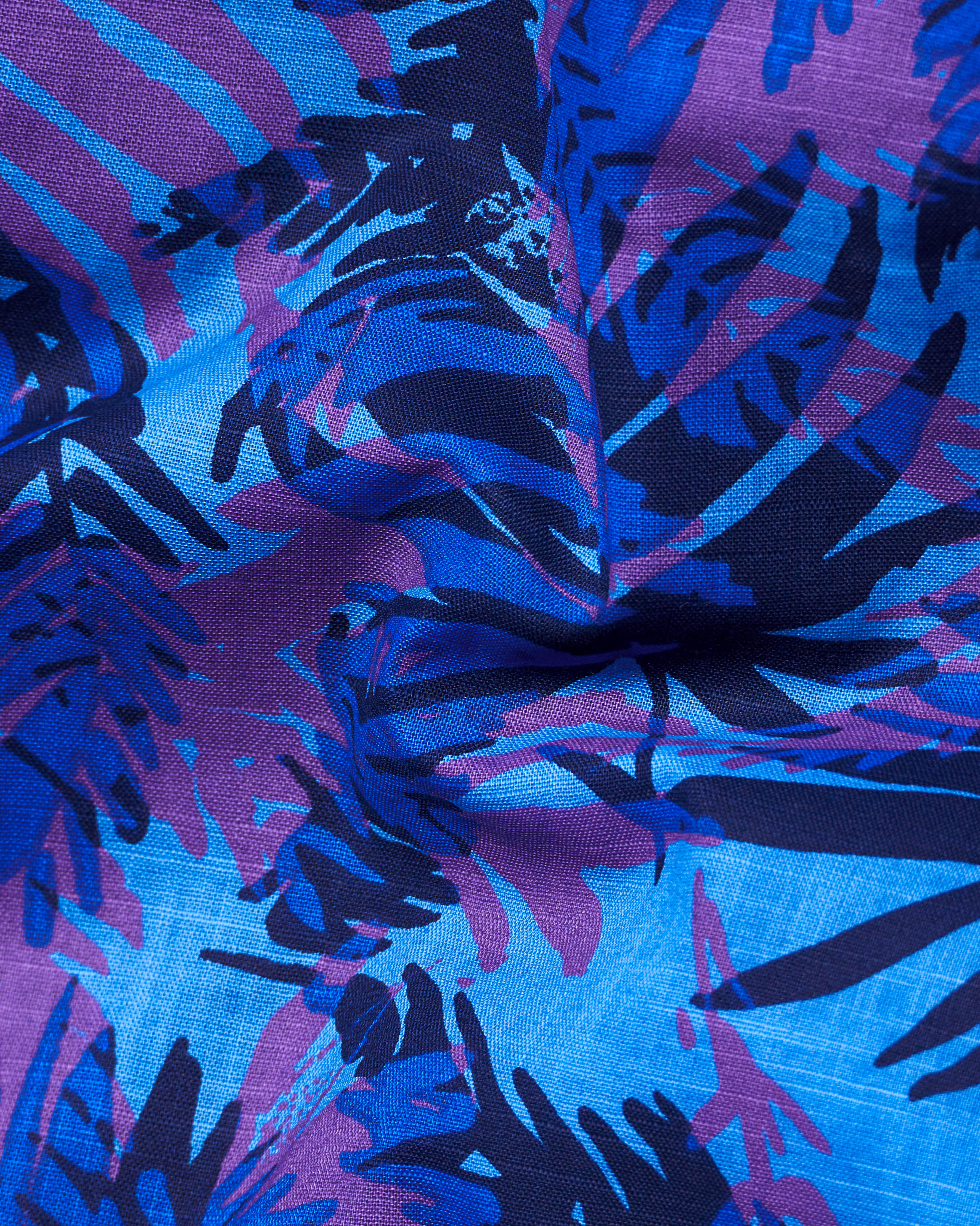 Crystal Blue with Fuchsia Purple Leaves Printed Premium Cotton Shirt 9408-38, 9408-H-38, 9408-39, 9408-H-39, 9408-40, 9408-H-40, 9408-42, 9408-H-42, 9408-44, 9408-H-44, 9408-46, 9408-H-46, 9408-48, 9408-H-48, 9408-50, 9408-H-50, 9408-52, 9408-H-52