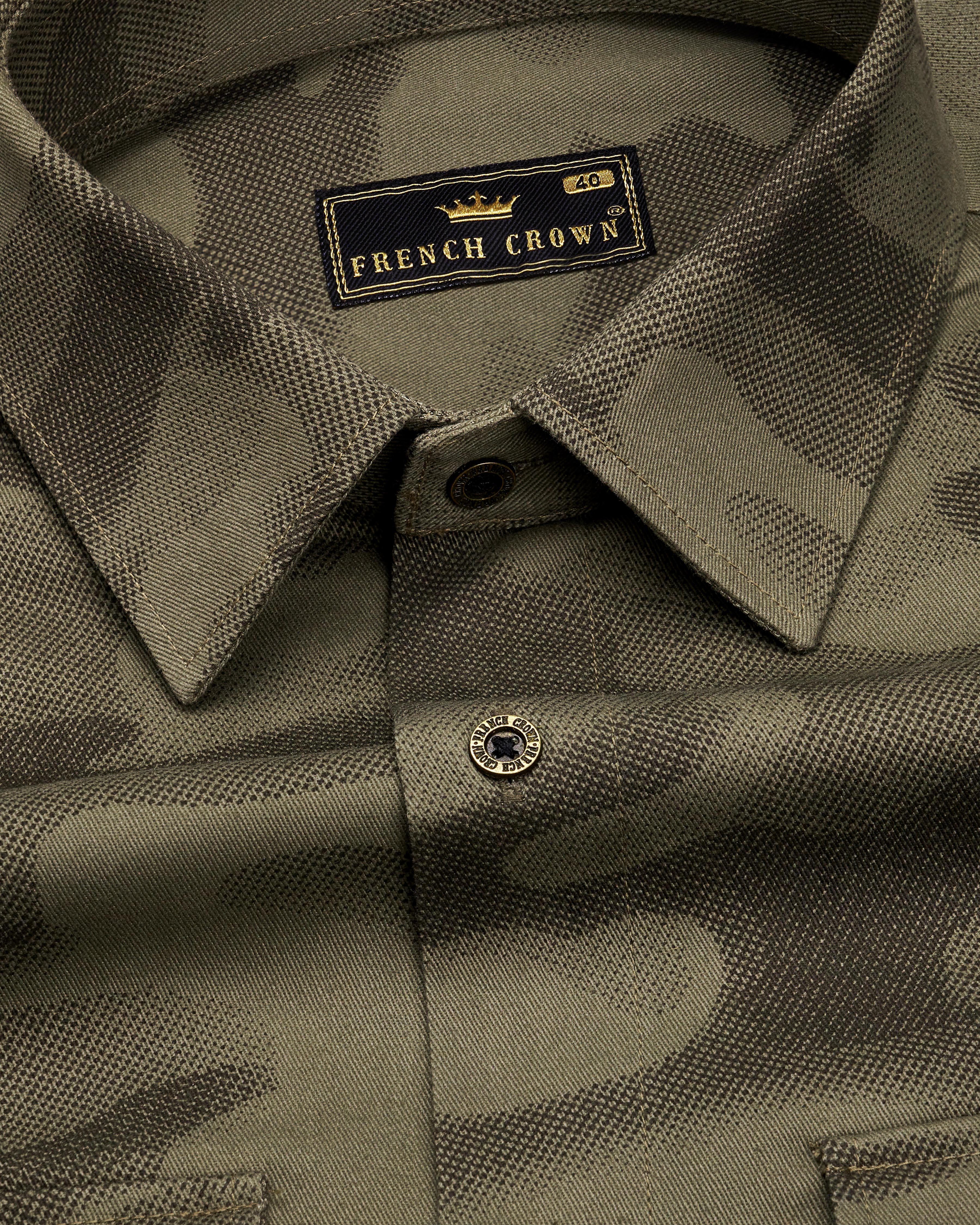 Clay Creek Brown with Iridium Green Camouflage Royal Oxford Overshirt/Shacket