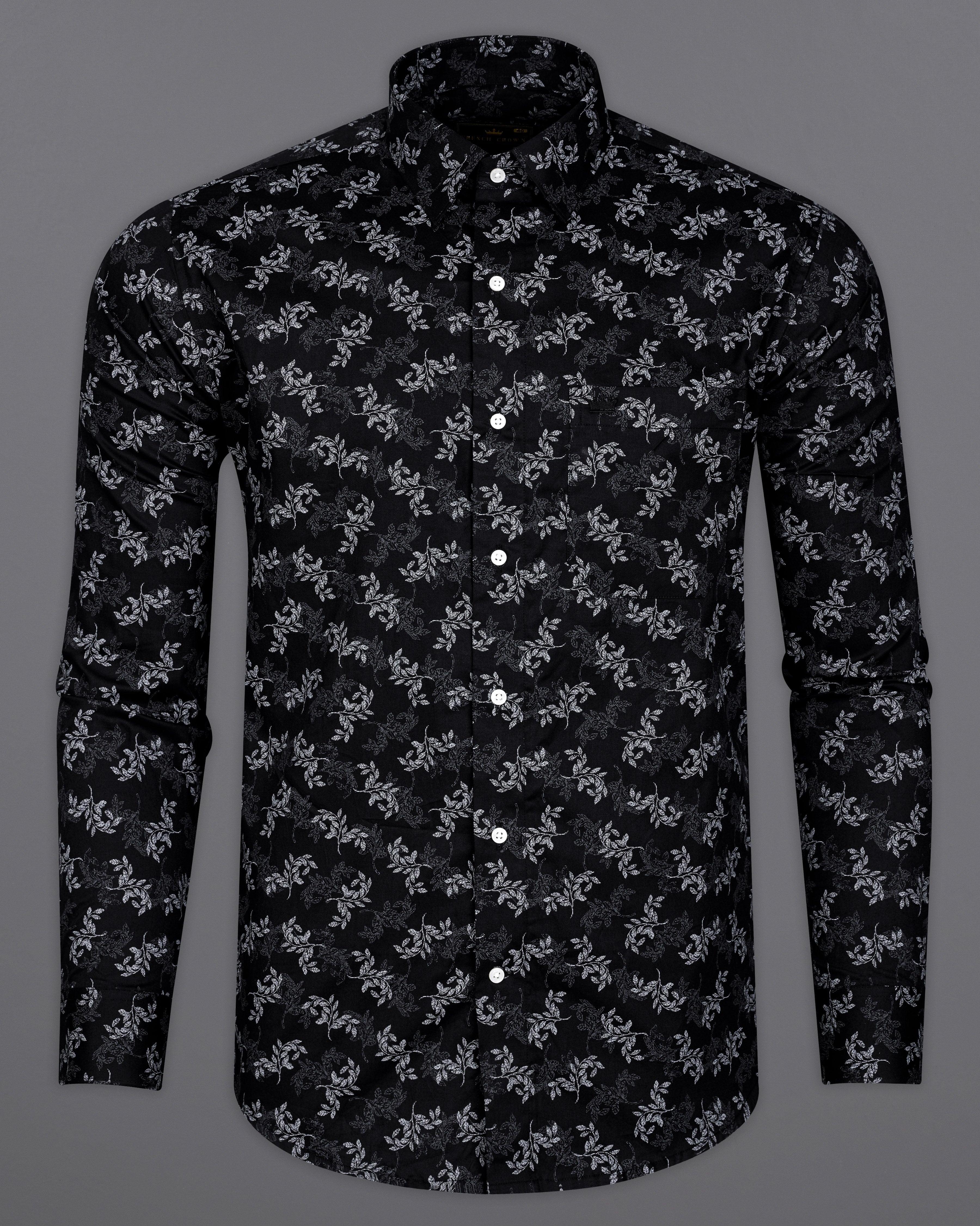 Jade Black and White Twill Ditsy Textured Premium Cotton Shirt 9430-38, 9430-H-38, 9430-39, 9430-H-39, 9430-40, 9430-H-40, 9430-42, 9430-H-42, 9430-44, 9430-H-44, 9430-46, 9430-H-46, 9430-48, 9430-H-48, 9430-50, 9430-H-50, 9430-52, 9430-H-52