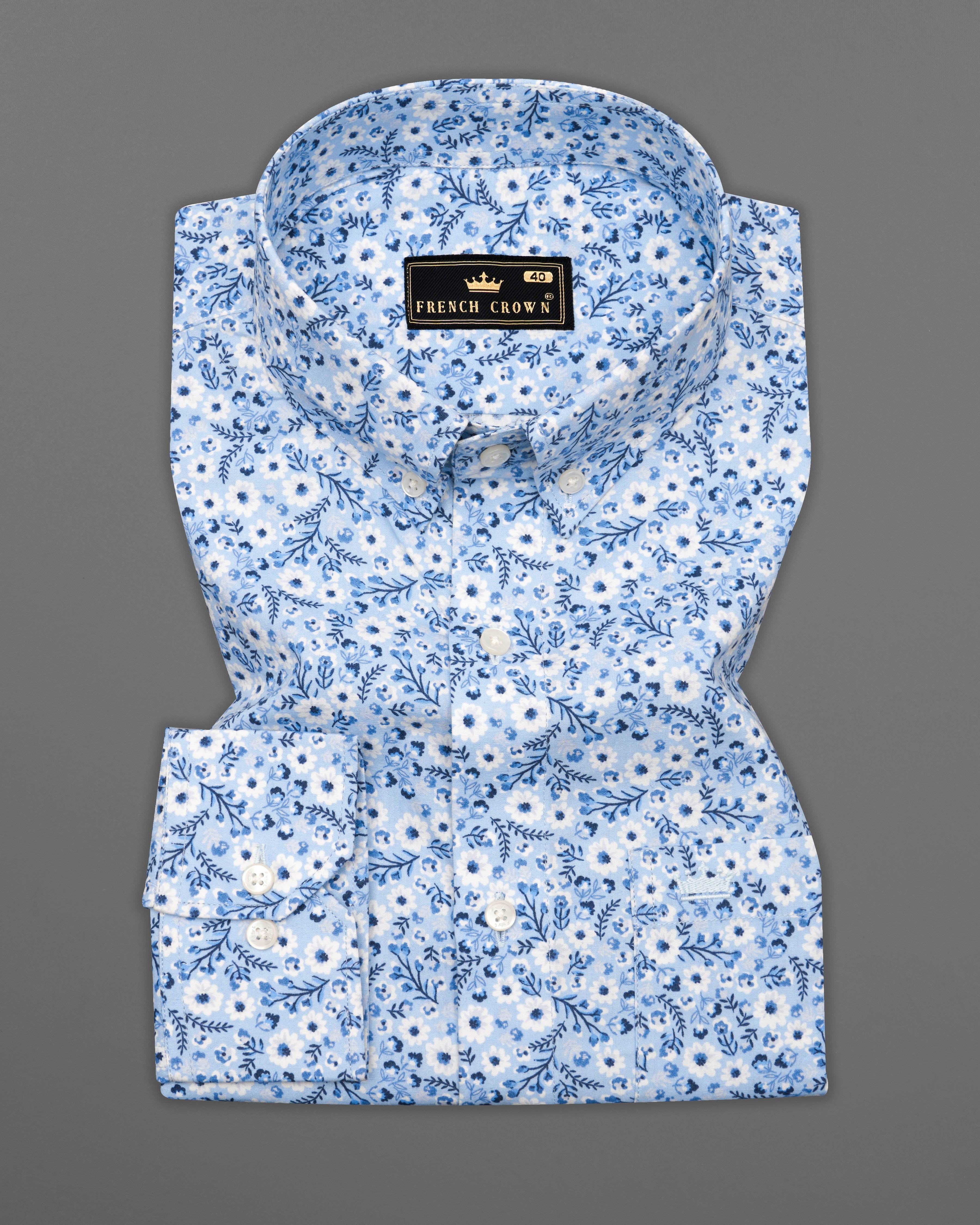 Zodiac Blue and White Ditsy Printed Premium Cotton Shirt 9436-BD-38, 9436-BD-H-38, 9436-BD-39, 9436-BD-H-39, 9436-BD-40, 9436-BD-H-40, 9436-BD-42, 9436-BD-H-42, 9436-BD-44, 9436-BD-H-44, 9436-BD-46, 9436-BD-H-46, 9436-BD-48, 9436-BD-H-48, 9436-BD-50, 9436-BD-H-50, 9436-BD-52, 9436-BD-H-52