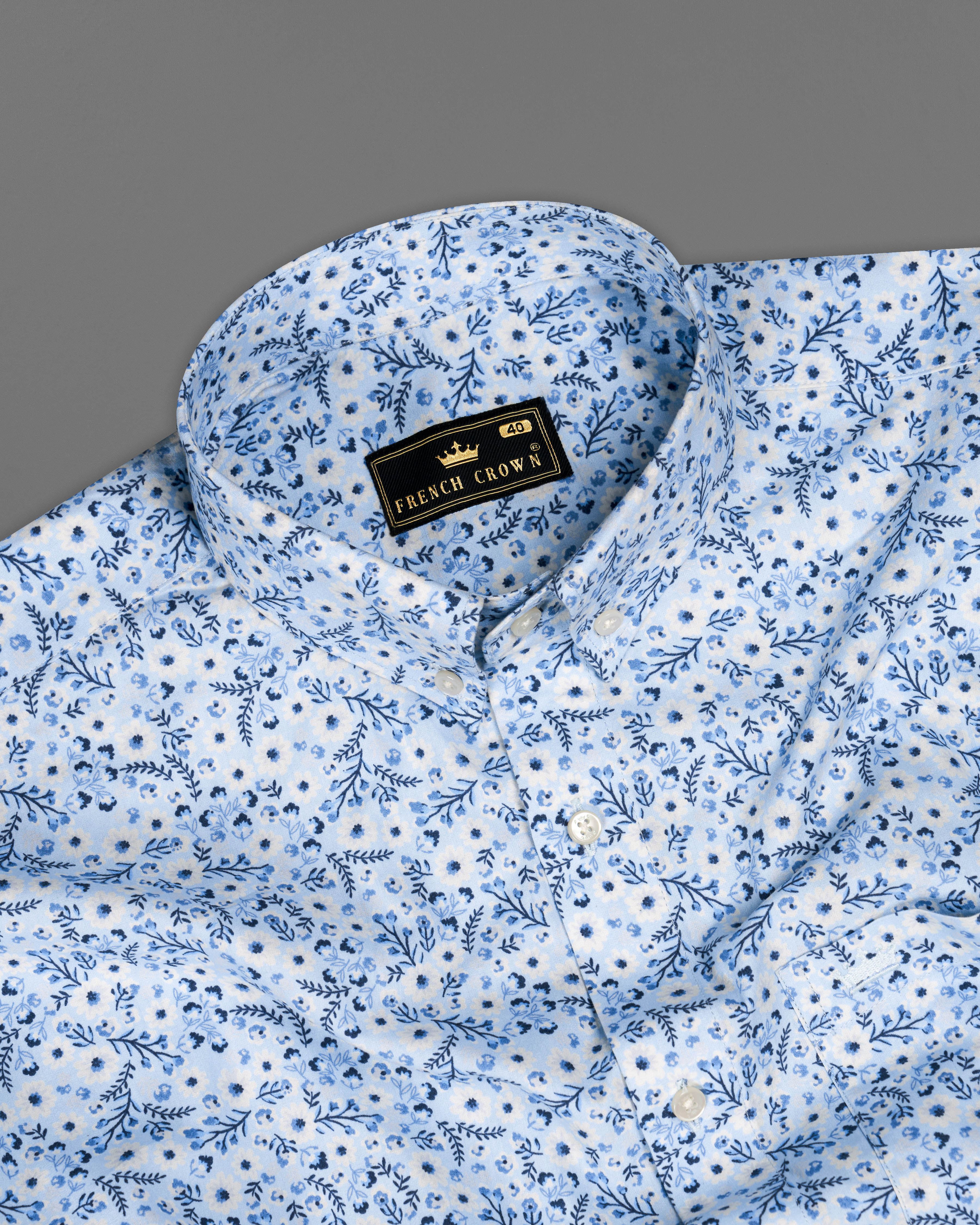 Zodiac Blue and White Ditsy Printed Premium Cotton Shirt 9436-BD-38, 9436-BD-H-38, 9436-BD-39, 9436-BD-H-39, 9436-BD-40, 9436-BD-H-40, 9436-BD-42, 9436-BD-H-42, 9436-BD-44, 9436-BD-H-44, 9436-BD-46, 9436-BD-H-46, 9436-BD-48, 9436-BD-H-48, 9436-BD-50, 9436-BD-H-50, 9436-BD-52, 9436-BD-H-52