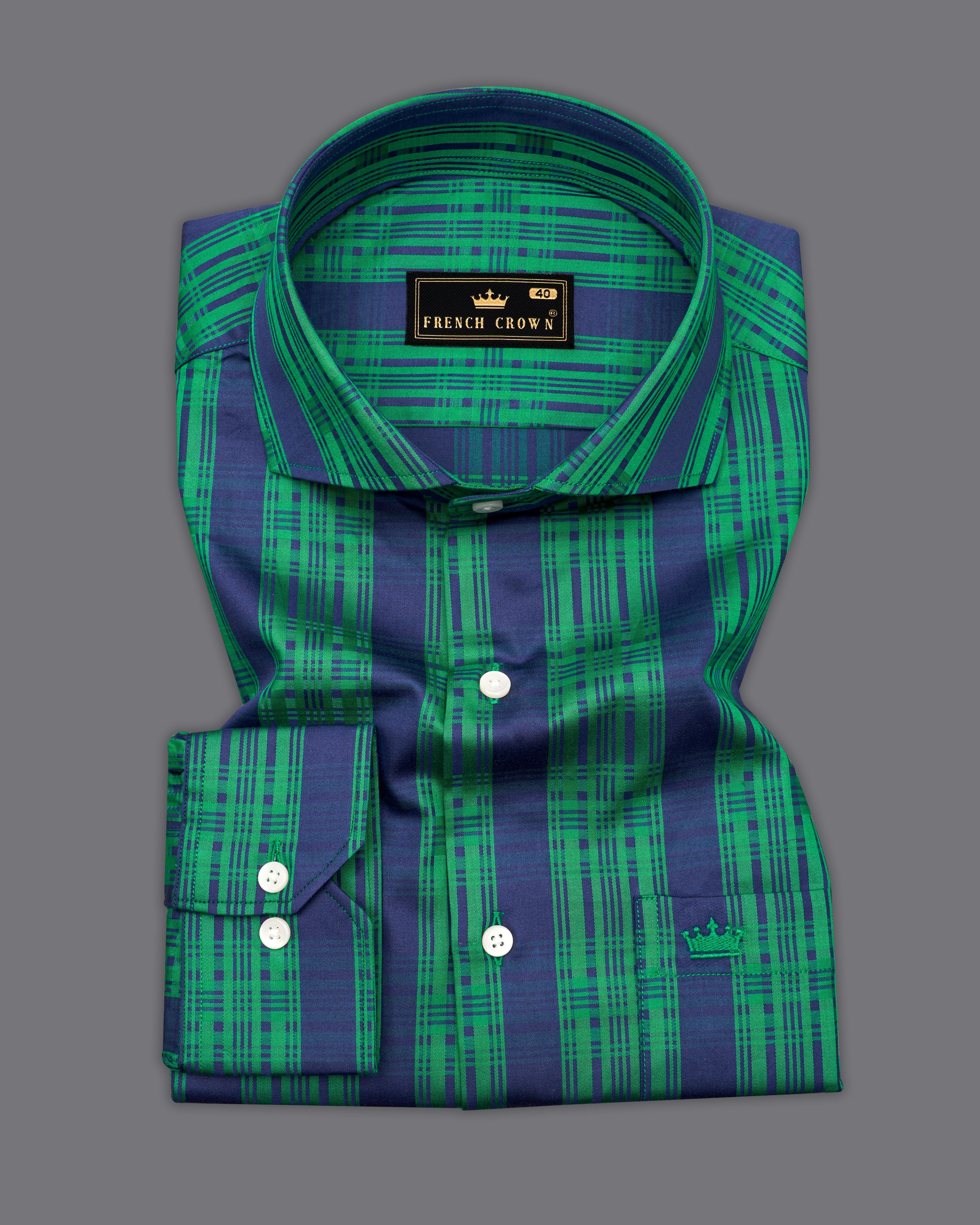 Eucalyptus Green with Rhino Blue Striped Dobby Premium Giza Cotton Shirt 9438-CA-38, 9438-CA-H-38, 9438-CA-39, 9438-CA-H-39, 9438-CA-40, 9438-CA-H-40, 9438-CA-42, 9438-CA-H-42, 9438-CA-44, 9438-CA-H-44, 9438-CA-46, 9438-CA-H-46, 9438-CA-48, 9438-CA-H-48, 9438-CA-50, 9438-CA-H-50, 9438-CA-52, 9438-CA-H-52