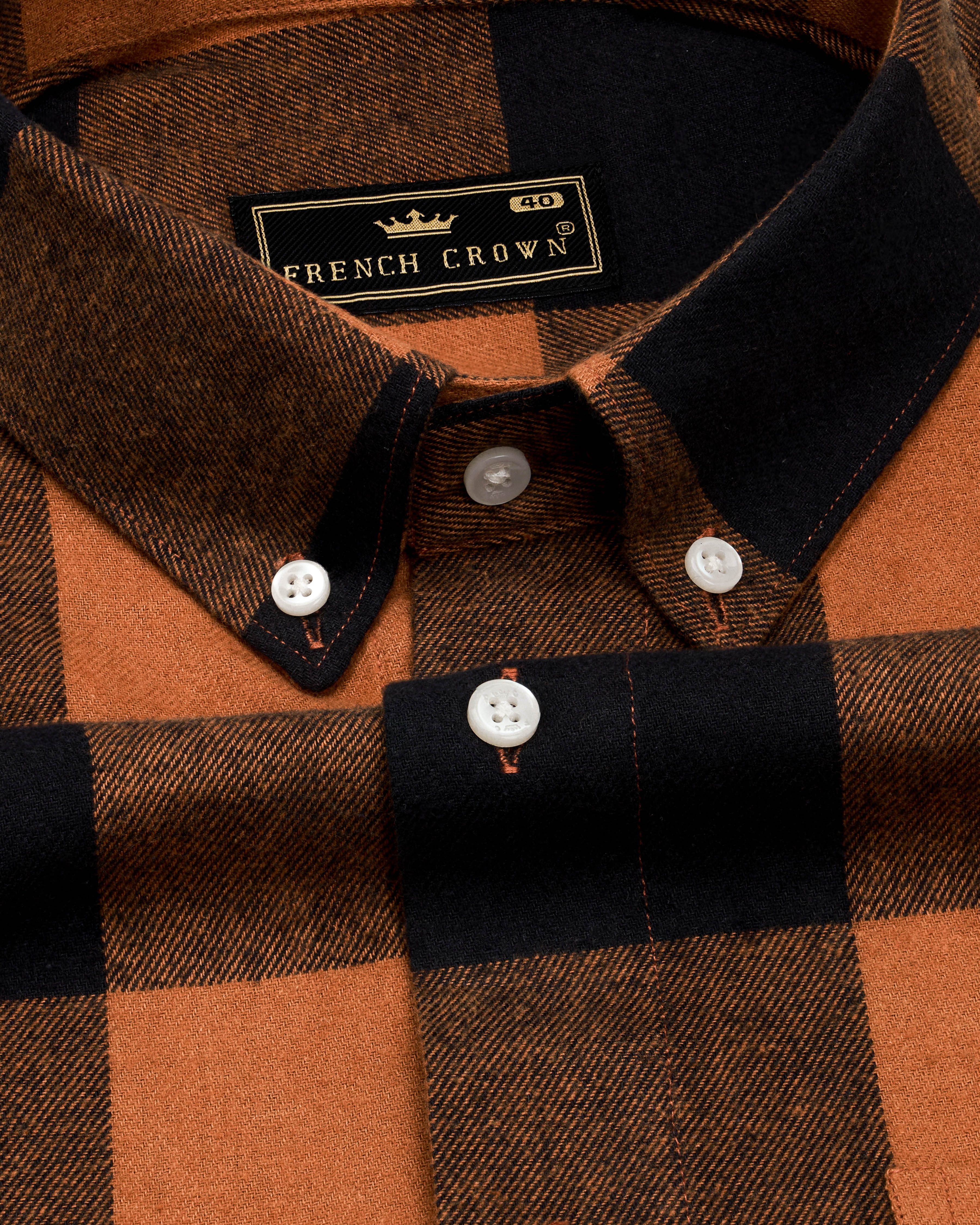 Sepia Orange and Black Checked Flannel Overshirt 9460-BD-OS-38, 9460-BD-OS-H-38, 9460-BD-OS-39, 9460-BD-OS-H-39, 9460-BD-OS-40, 9460-BD-OS-H-40, 9460-BD-OS-42, 9460-BD-OS-H-42, 9460-BD-OS-44, 9460-BD-OS-H-44, 9460-BD-OS-46, 9460-BD-OS-H-46, 9460-BD-OS-48, 9460-BD-OS-H-48, 9460-BD-OS-50, 9460-BD-OS-H-50, 9460-BD-OS-52, 9460-BD-OS-H-52