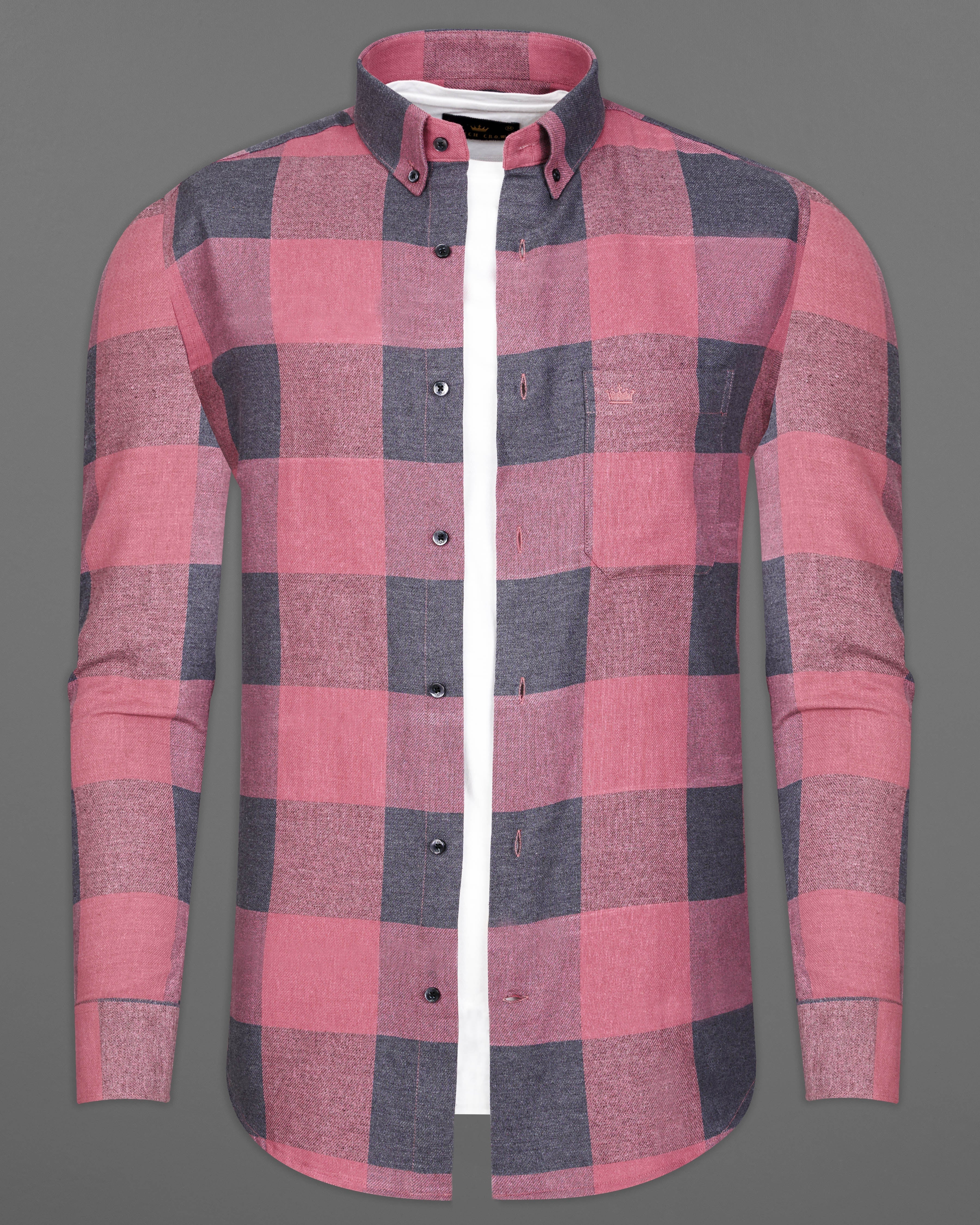 Turkish Pink with Gravel Gray Twill Checked Premium Cotton Overshirt 9463-BD-BLK-OS-38, 9463-BD-BLK-OS-H-38, 9463-BD-BLK-OS-39, 9463-BD-BLK-OS-H-39, 9463-BD-BLK-OS-40, 9463-BD-BLK-OS-H-40, 9463-BD-BLK-OS-42, 9463-BD-BLK-OS-H-42, 9463-BD-BLK-OS-44, 9463-BD-BLK-OS-H-44, 9463-BD-BLK-OS-46, 9463-BD-BLK-OS-H-46, 9463-BD-BLK-OS-48, 9463-BD-BLK-OS-H-48, 9463-BD-BLK-OS-50, 9463-BD-BLK-OS-H-50, 9463-BD-BLK-OS-52, 9463-BD-BLK-OS-H-52