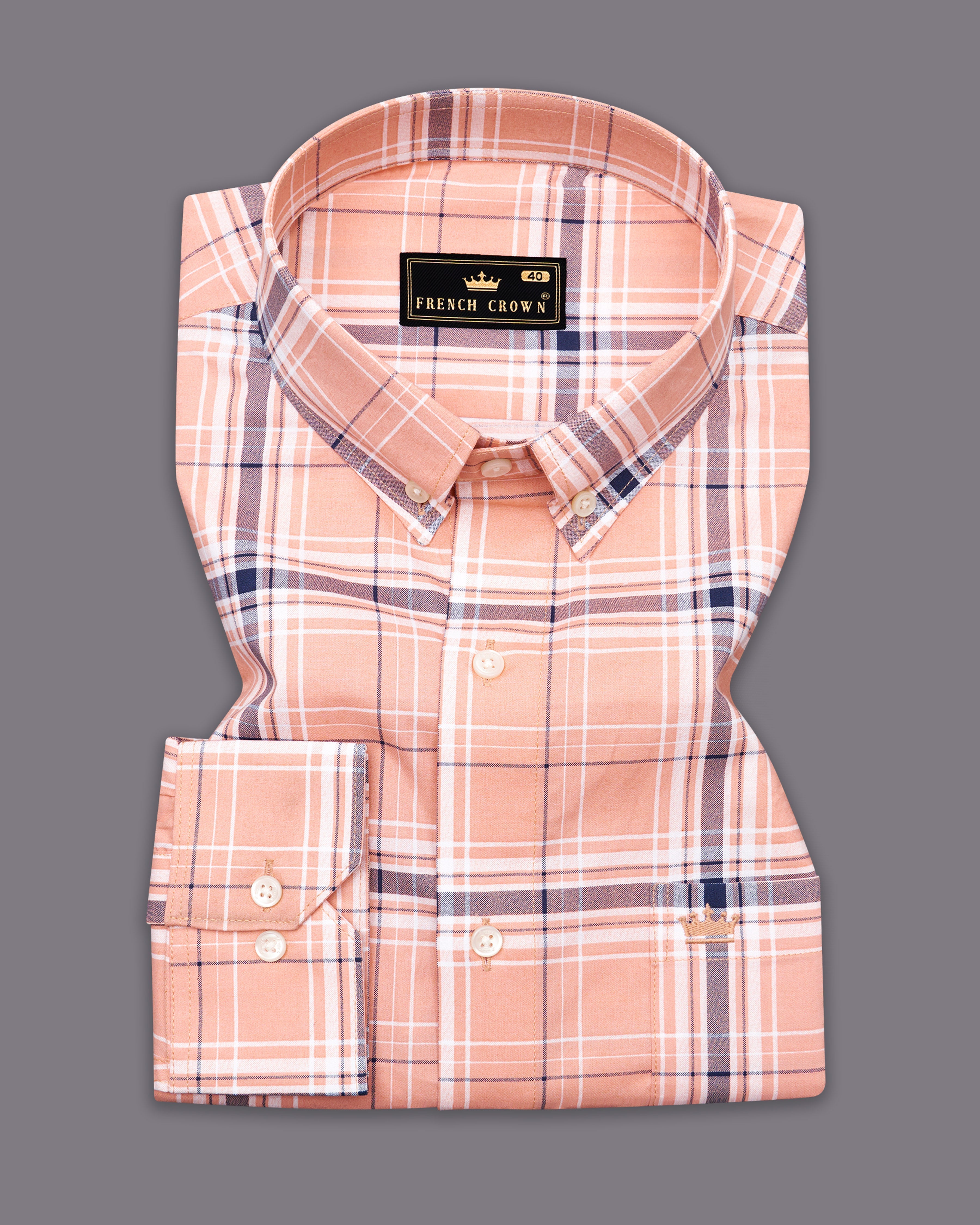 Cashmere Peach Plaid Royal Oxford Shirt 9464-BD-38, 9464-BD-H-38, 9464-BD-39, 9464-BD-H-39, 9464-BD-40, 9464-BD-H-40, 9464-BD-42, 9464-BD-H-42, 9464-BD-44, 9464-BD-H-44, 9464-BD-46, 9464-BD-H-46, 9464-BD-48, 9464-BD-H-48, 9464-BD-50, 9464-BD-H-50, 9464-BD-52, 9464-BD-H-52