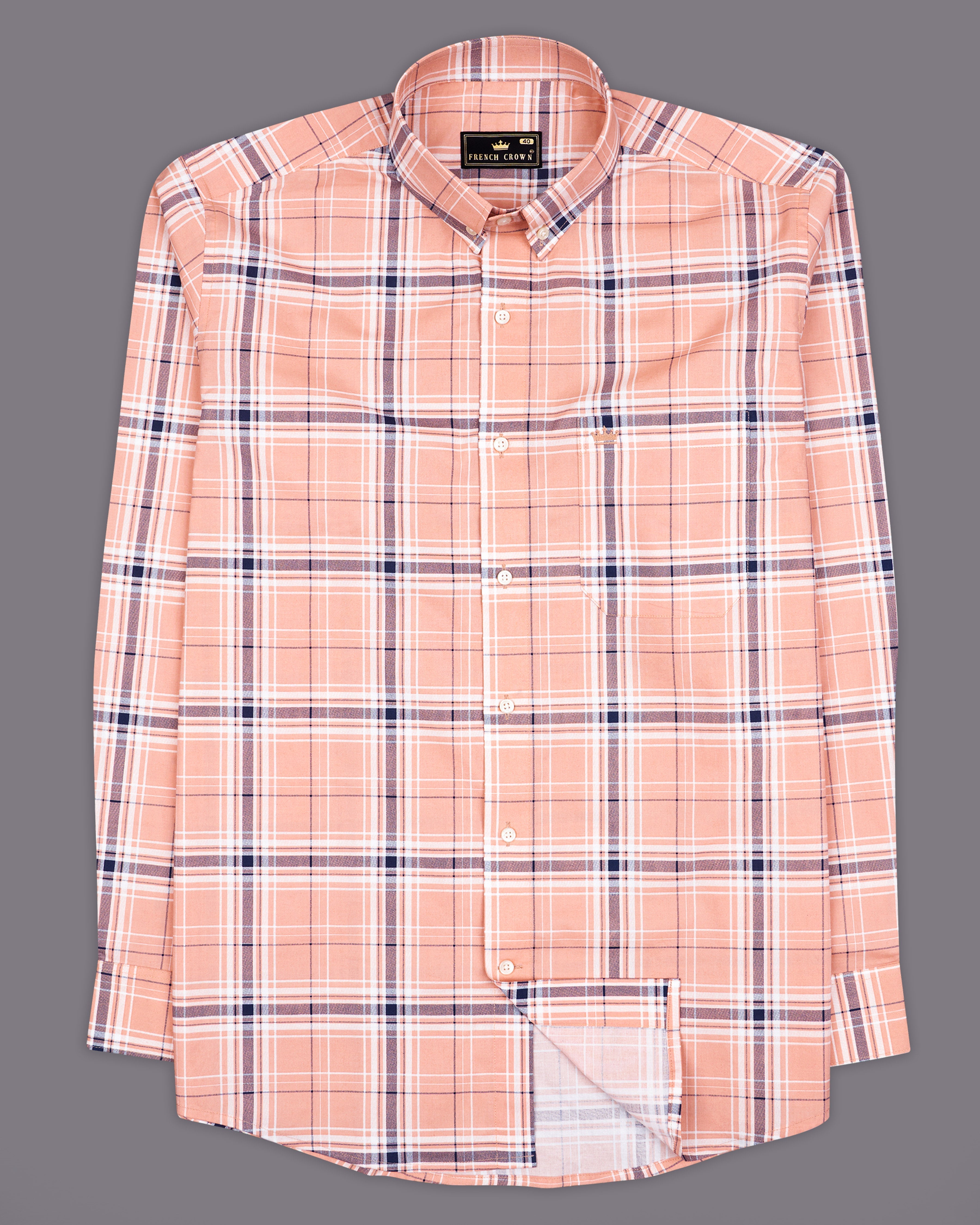 Cashmere Peach Plaid Royal Oxford Shirt 9464-BD-38, 9464-BD-H-38, 9464-BD-39, 9464-BD-H-39, 9464-BD-40, 9464-BD-H-40, 9464-BD-42, 9464-BD-H-42, 9464-BD-44, 9464-BD-H-44, 9464-BD-46, 9464-BD-H-46, 9464-BD-48, 9464-BD-H-48, 9464-BD-50, 9464-BD-H-50, 9464-BD-52, 9464-BD-H-52