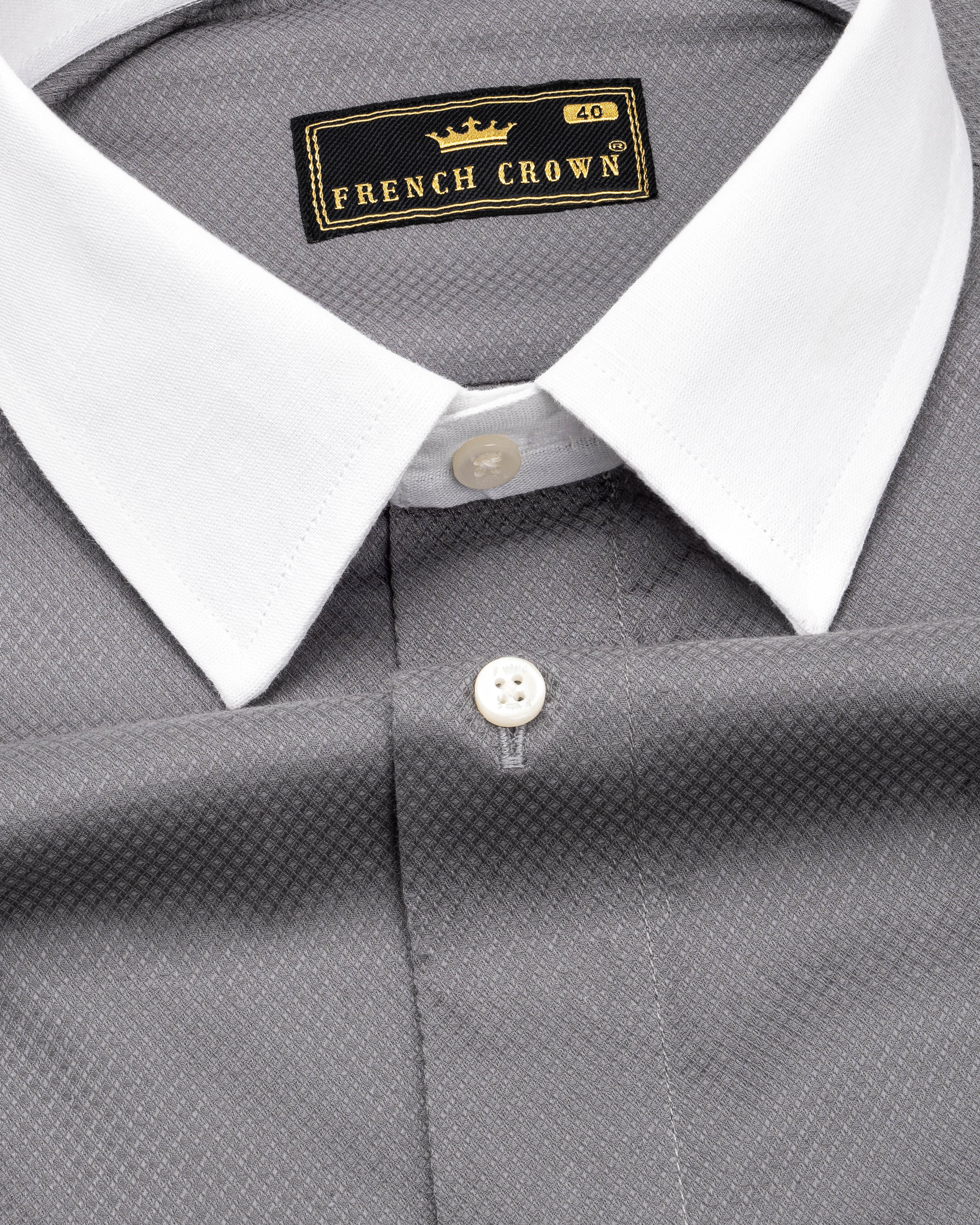 Warm Gray with White Collar Dobby Textured Premium Giza Cotton Shirt 9498-WCC-38, 9498-WCC-H-38, 9498-WCC-39, 9498-WCC-H-39, 9498-WCC-40, 9498-WCC-H-40, 9498-WCC-42, 9498-WCC-H-42, 9498-WCC-44, 9498-WCC-H-44, 9498-WCC-46, 9498-WCC-H-46, 9498-WCC-48, 9498-WCC-H-48, 9498-WCC-50, 9498-WCC-H-50, 9498-WCC-52, 9498-WCC-H-52