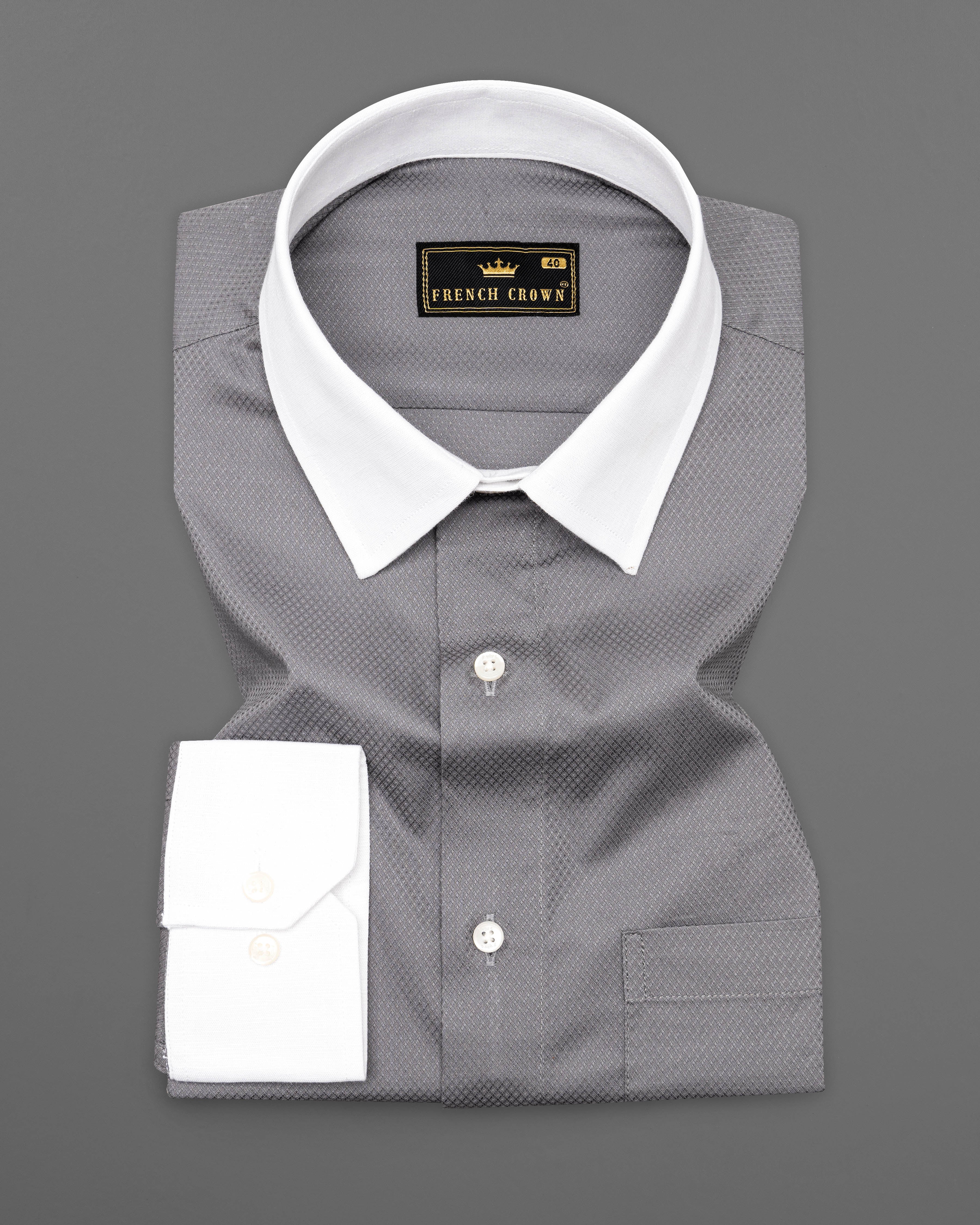 Warm Gray with White Collar Dobby Textured Premium Giza Cotton Shirt 9498-WCC-38, 9498-WCC-H-38, 9498-WCC-39, 9498-WCC-H-39, 9498-WCC-40, 9498-WCC-H-40, 9498-WCC-42, 9498-WCC-H-42, 9498-WCC-44, 9498-WCC-H-44, 9498-WCC-46, 9498-WCC-H-46, 9498-WCC-48, 9498-WCC-H-48, 9498-WCC-50, 9498-WCC-H-50, 9498-WCC-52, 9498-WCC-H-52