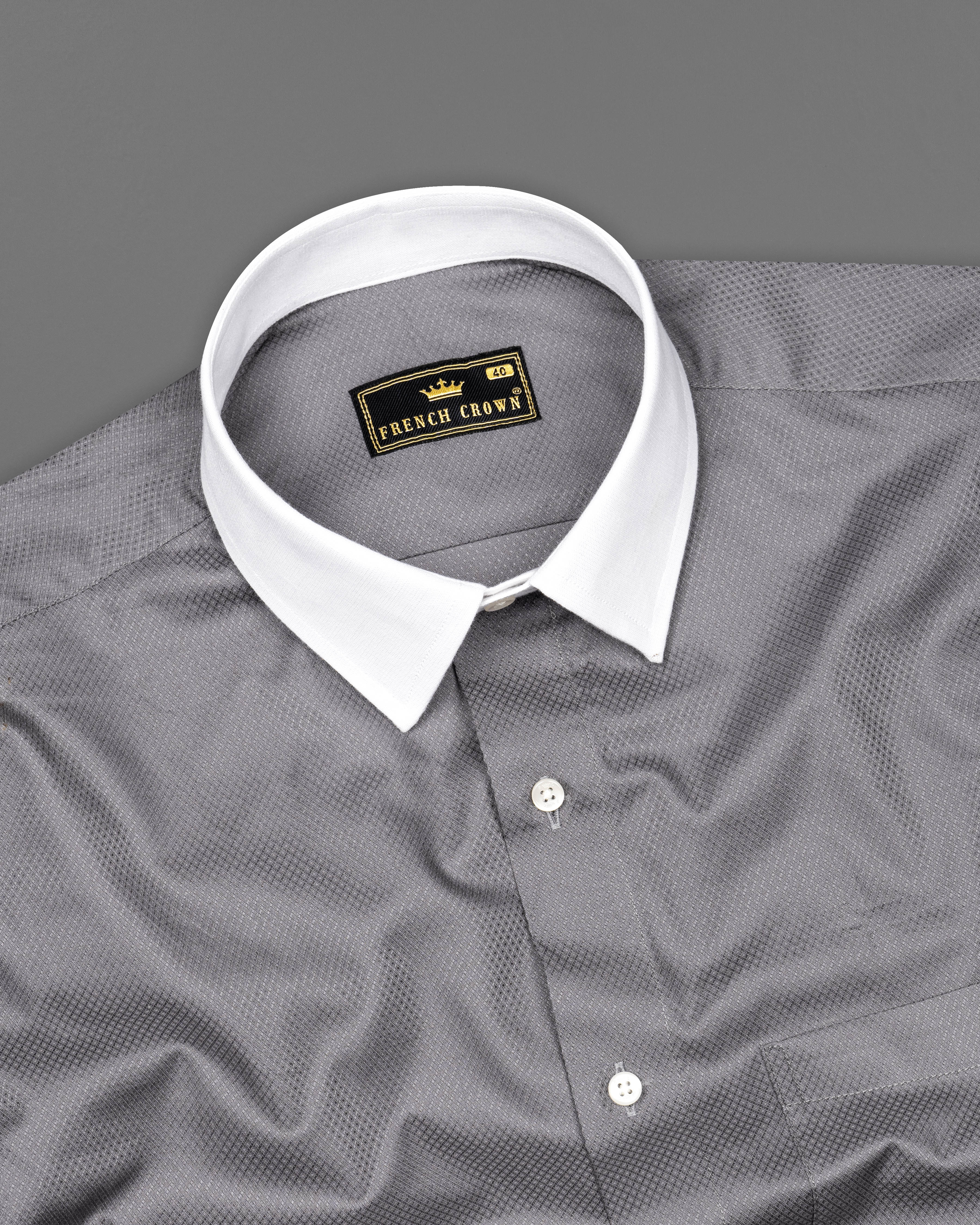 Warm Gray with White Collar Dobby Textured Premium Giza Cotton Shirt 9498-WCC-38, 9498-WCC-H-38, 9498-WCC-39, 9498-WCC-H-39, 9498-WCC-40, 9498-WCC-H-40, 9498-WCC-42, 9498-WCC-H-42, 9498-WCC-44, 9498-WCC-H-44, 9498-WCC-46, 9498-WCC-H-46, 9498-WCC-48, 9498-WCC-H-48, 9498-WCC-50, 9498-WCC-H-50, 9498-WCC-52, 9498-WCC-H-52