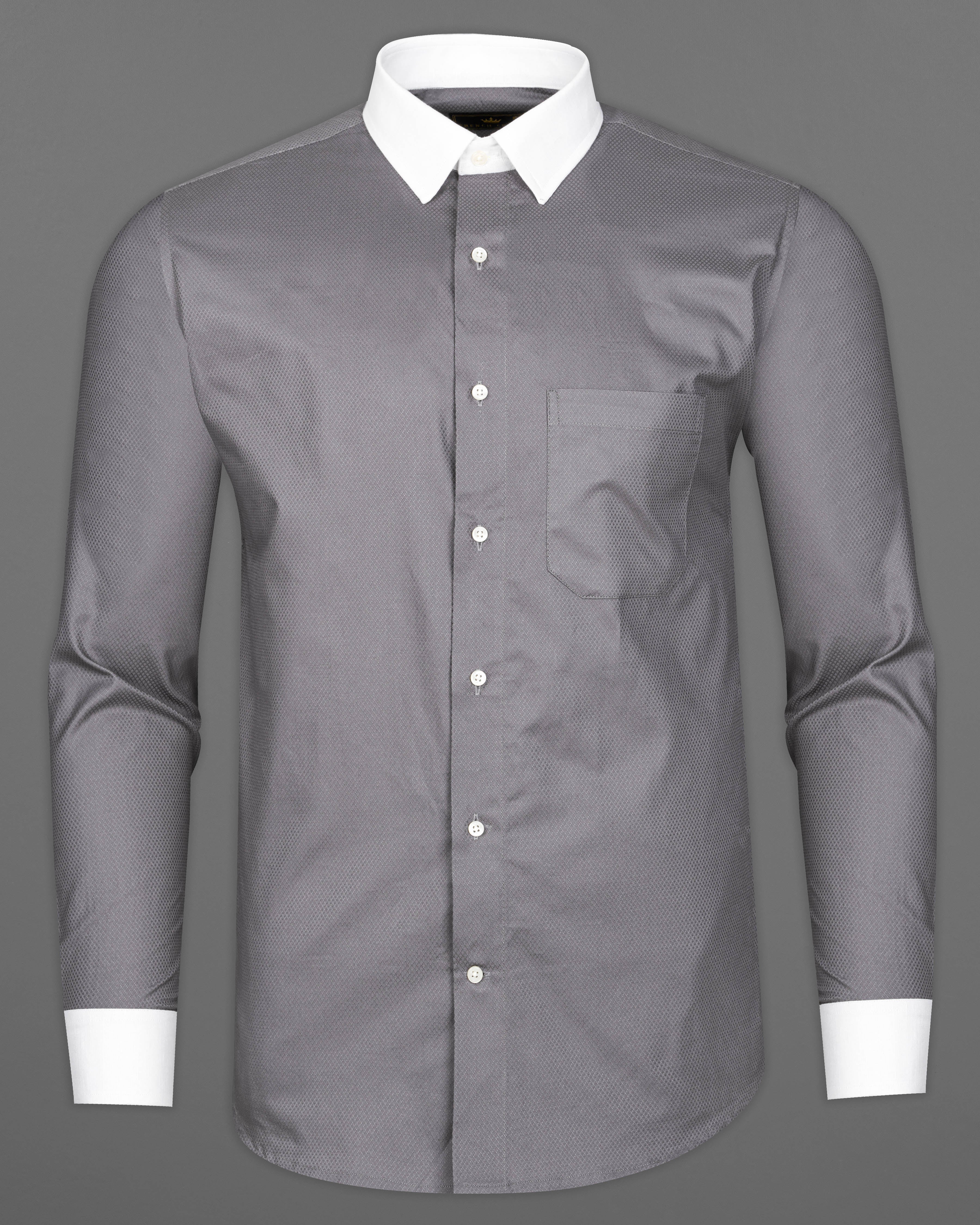 Warm Gray with White Collar Dobby Textured Premium Giza Cotton Shirt 9498-WCC-38, 9498-WCC-H-38, 9498-WCC-39, 9498-WCC-H-39, 9498-WCC-40, 9498-WCC-H-40, 9498-WCC-42, 9498-WCC-H-42, 9498-WCC-44, 9498-WCC-H-44, 9498-WCC-46, 9498-WCC-H-46, 9498-WCC-48, 9498-WCC-H-48, 9498-WCC-50, 9498-WCC-H-50, 9498-WCC-52, 9498-WCC-H-52