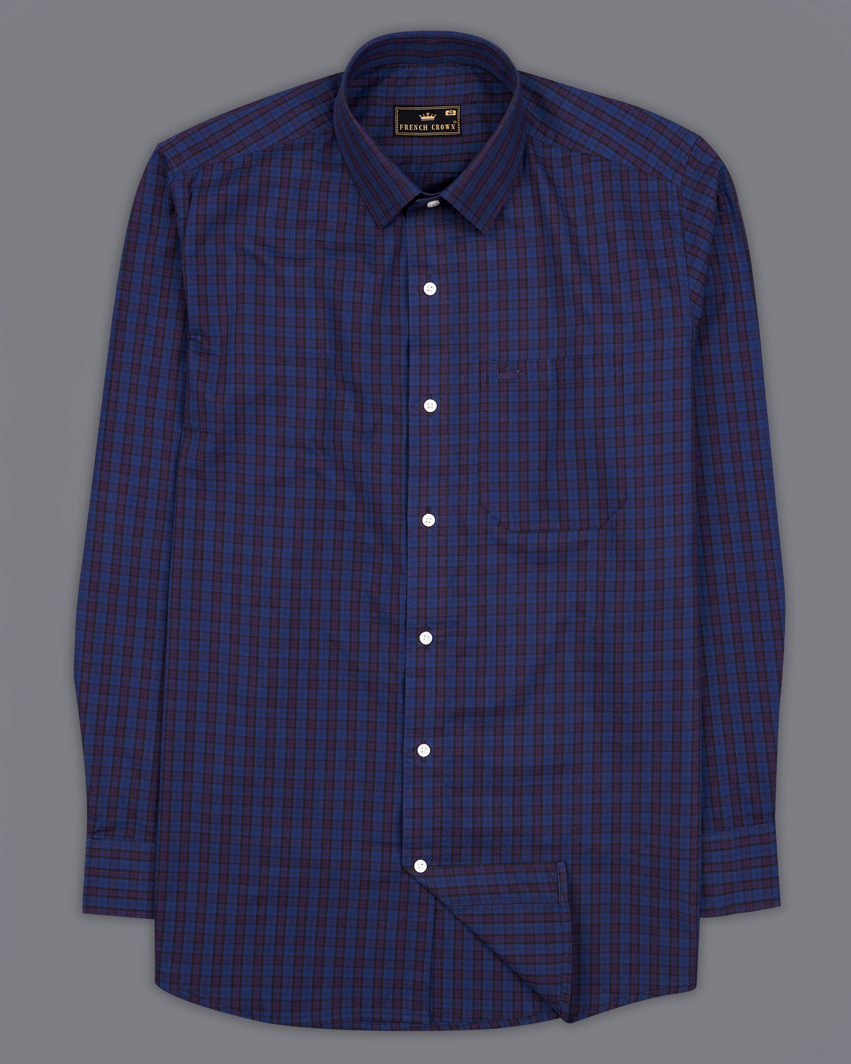 Rhino Blue and Tuna Violet Checkered Premium Cotton Shirt 9507-38, 9507-H-38, 9507-39, 9507-H-39, 9507-40, 9507-H-40, 9507-42, 9507-H-42, 9507-44, 9507-H-44, 9507-46, 9507-H-46, 9507-48, 9507-H-48, 9507-50, 9507-H-50, 9507-52, 9507-H-52