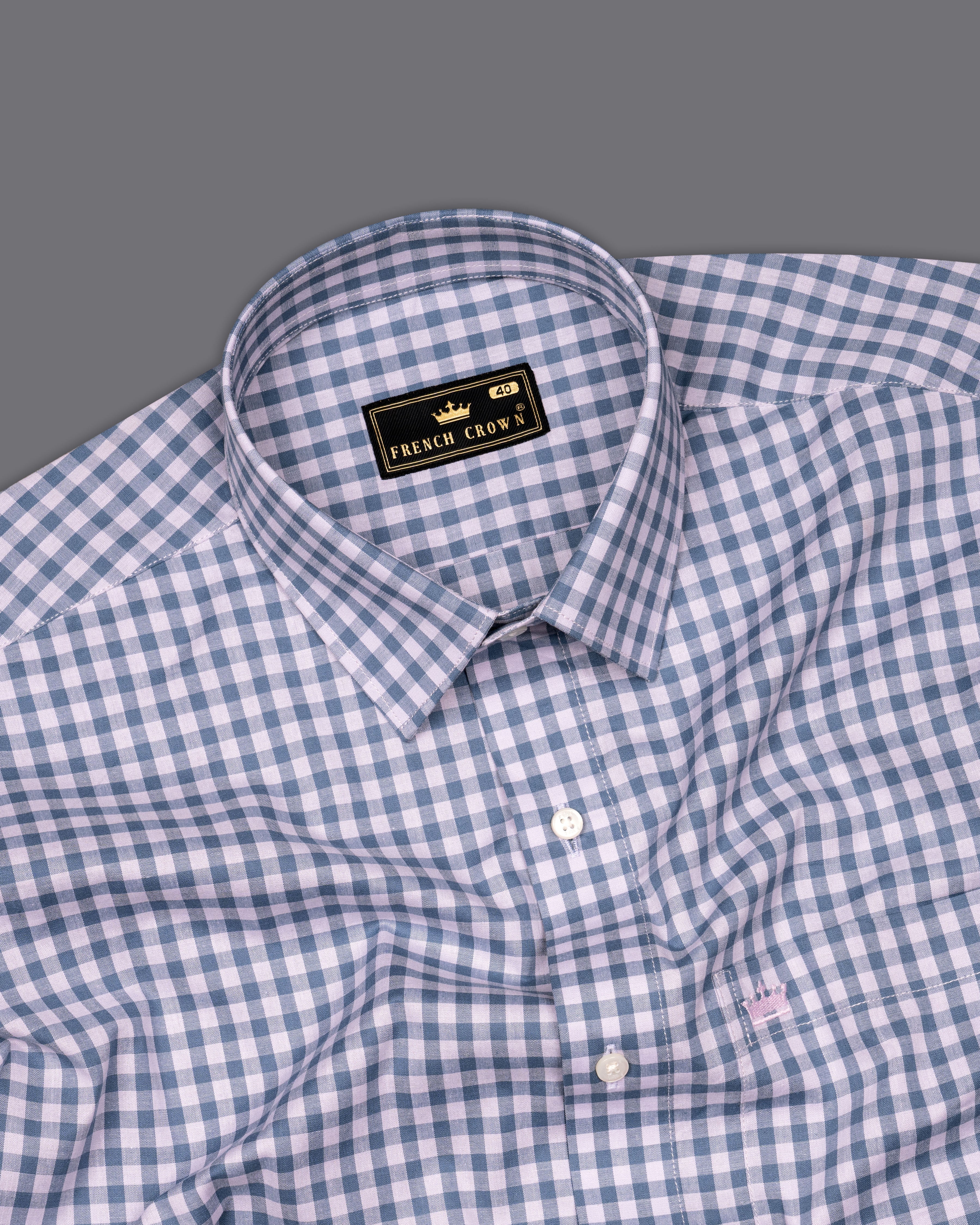 Moonraker Purple and Dianne Blue Gingham Premium Cotton Shirt 9508-38, 9508-H-38, 9508-39, 9508-H-39, 9508-40, 9508-H-40, 9508-42, 9508-H-42, 9508-44, 9508-H-44, 9508-46, 9508-H-46, 9508-48, 9508-H-48, 9508-50, 9508-H-50, 9508-52, 9508-H-52