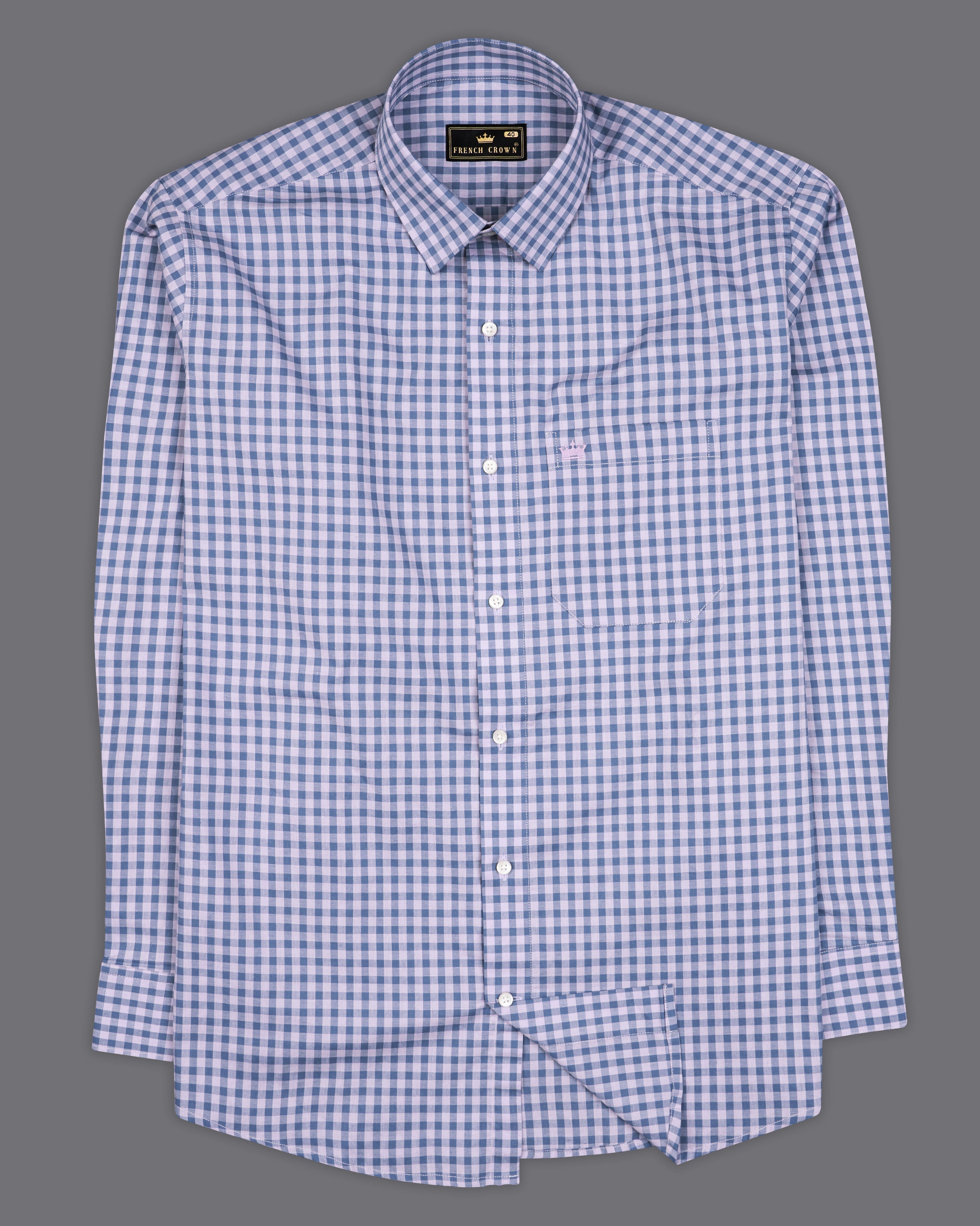 Moonraker Purple and Dianne Blue Gingham Premium Cotton Shirt 9508-38, 9508-H-38, 9508-39, 9508-H-39, 9508-40, 9508-H-40, 9508-42, 9508-H-42, 9508-44, 9508-H-44, 9508-46, 9508-H-46, 9508-48, 9508-H-48, 9508-50, 9508-H-50, 9508-52, 9508-H-52