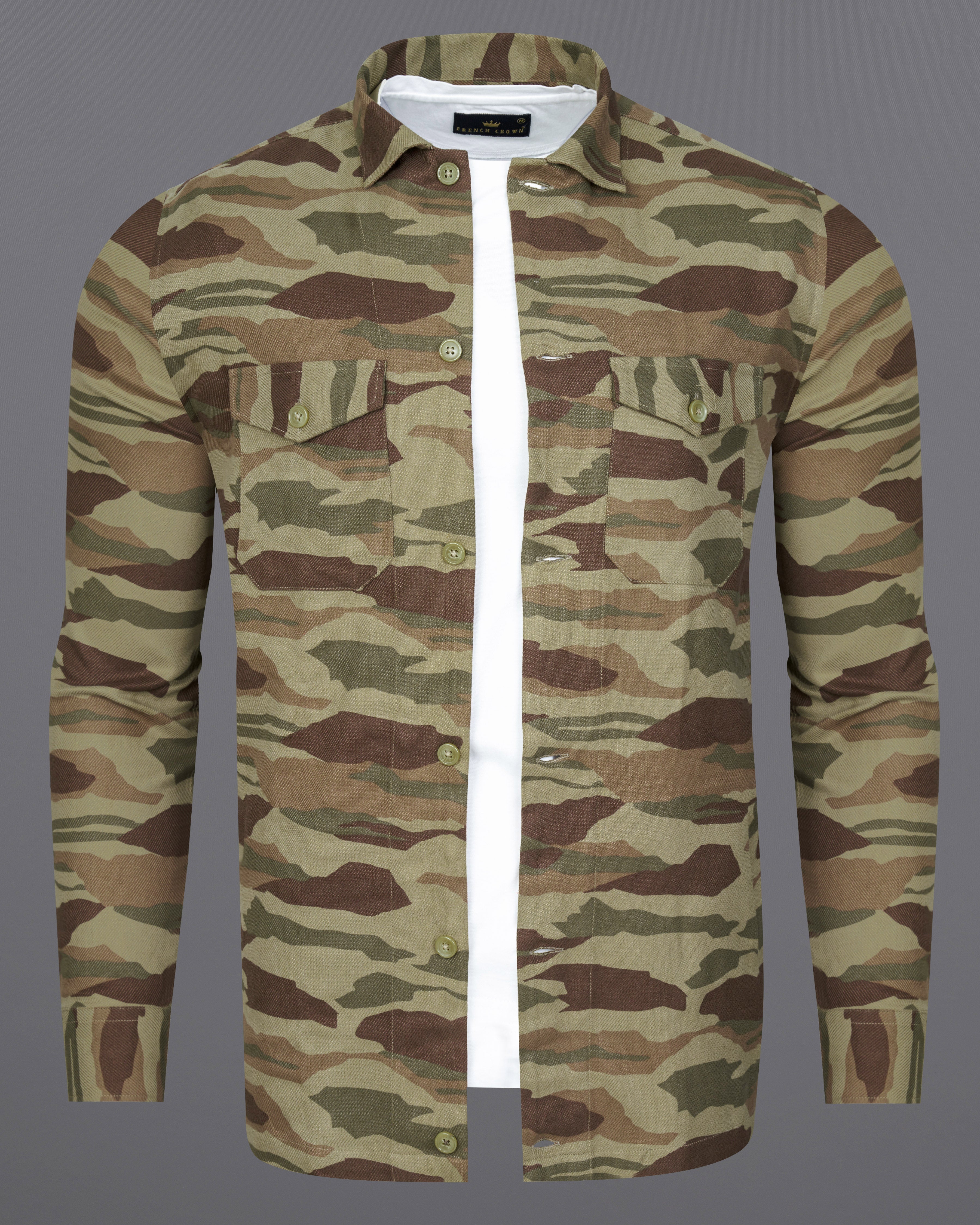 Sandrift Green with Taupe Brown Camouflage Royal Oxford Designer Shirt 9509-CA-FP-OS-P285-38, 9509-CA-FP-OS-P285-H-38, 9509-CA-FP-OS-P285-39, 9509-CA-FP-OS-P285-H-39, 9509-CA-FP-OS-P285-40, 9509-CA-FP-OS-P285-H-40, 9509-CA-FP-OS-P285-42, 9509-CA-FP-OS-P285-H-42, 9509-CA-FP-OS-P285-44, 9509-CA-FP-OS-P285-H-44, 9509-CA-FP-OS-P285-46, 9509-CA-FP-OS-P285-H-46, 9509-CA-FP-OS-P285-48, 9509-CA-FP-OS-P285-H-48, 9509-CA-FP-OS-P285-50, 9509-CA-FP-OS-P285-H-50, 9509-CA-FP-OS-P285-52, 9509-CA-FP-OS-P285-H-52