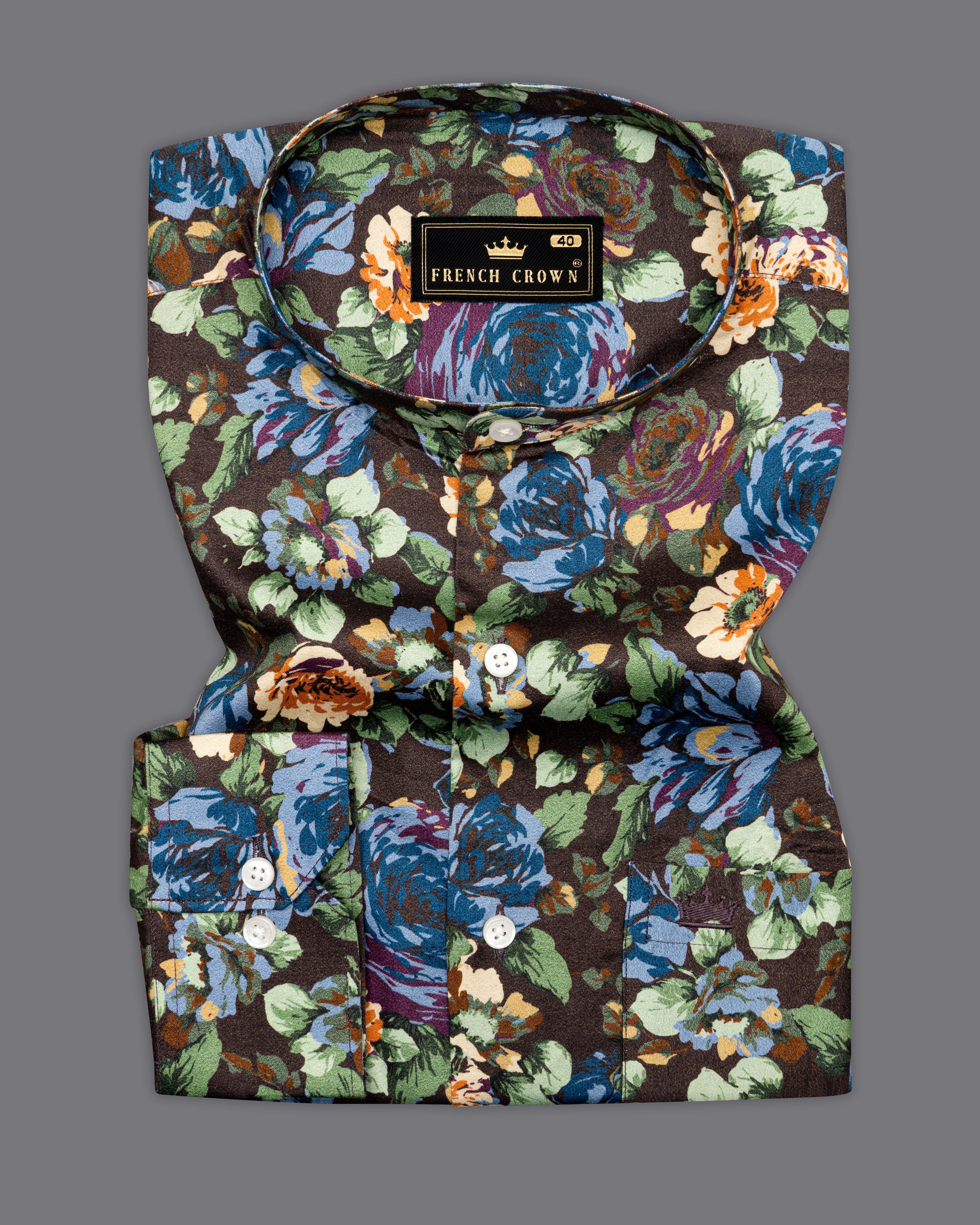 Matterhorn Brown with Multicolour Floral Printed Super Soft Premium Cotton Shirt 9521-M-38, 9521-M-H-38, 9521-M-39, 9521-M-H-39, 9521-M-40, 9521-M-H-40, 9521-M-42, 9521-M-H-42, 9521-M-44, 9521-M-H-44, 9521-M-46, 9521-M-H-46, 9521-M-48, 9521-M-H-48, 9521-M-50, 9521-M-H-50, 9521-M-52, 9521-M-H-52